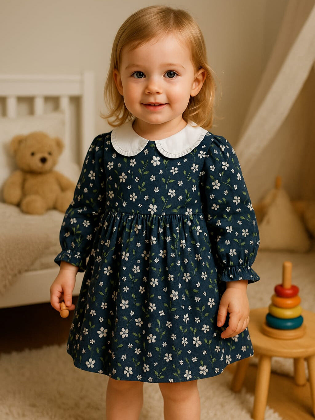 Girls Vintage Collar Dress | Elegant Baby Girl Outfit Girls Vintage Collar Dress | Elegant Baby Girl Outfit