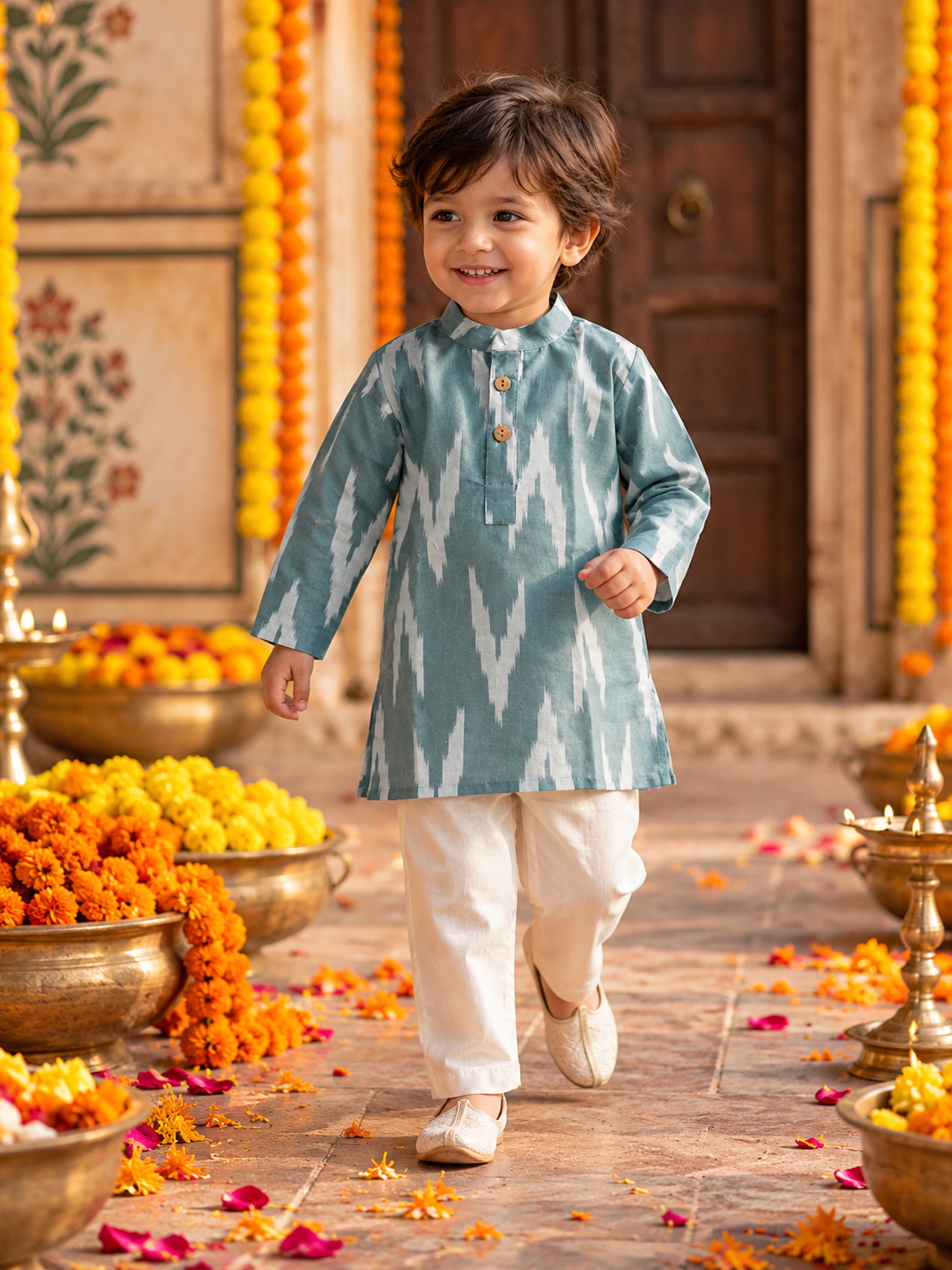 Sage Royale Ikat Kurta & Pant Set
