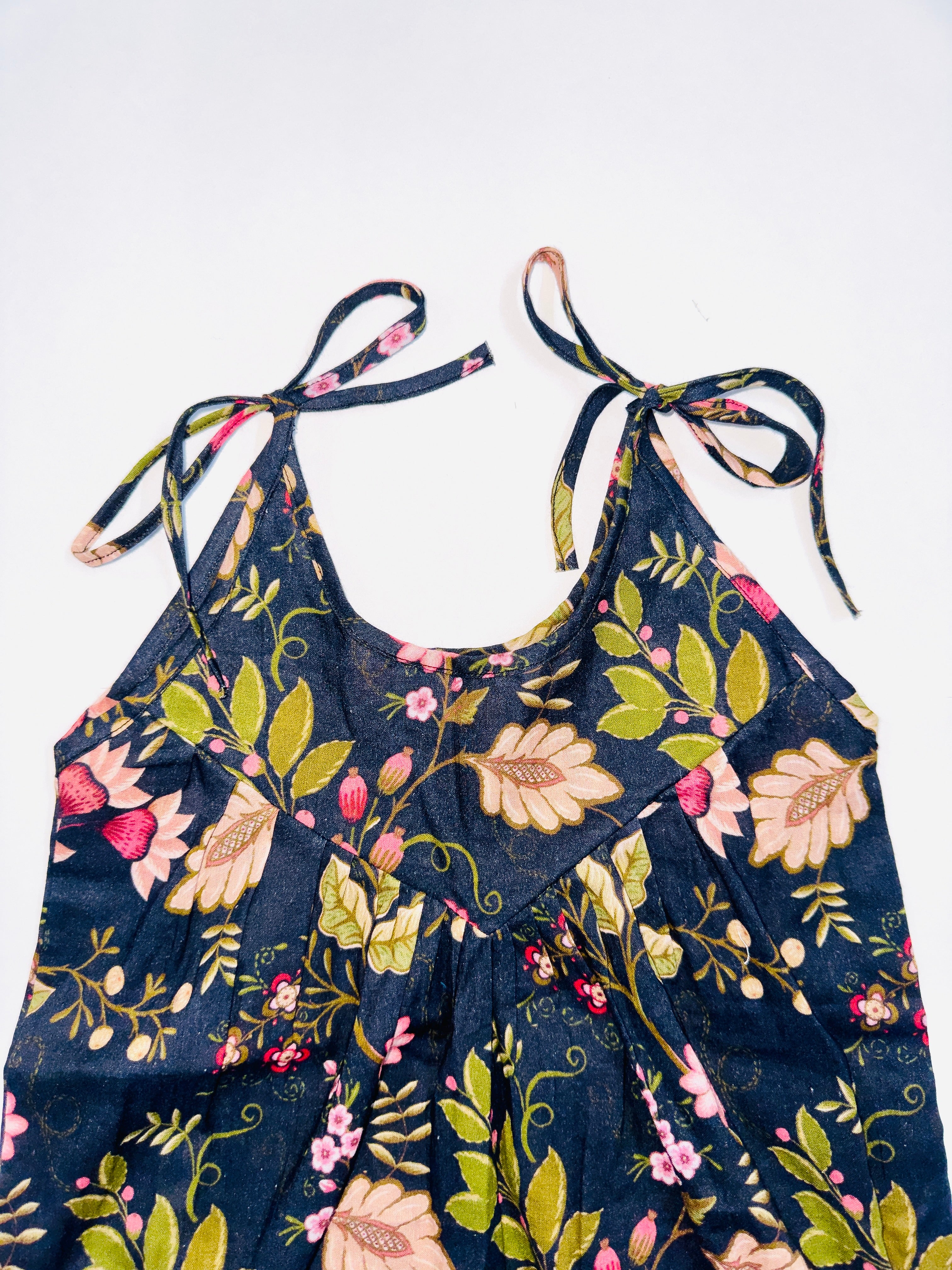 MIDNIGHT BLOOM TIE-UP BABY ROMPER