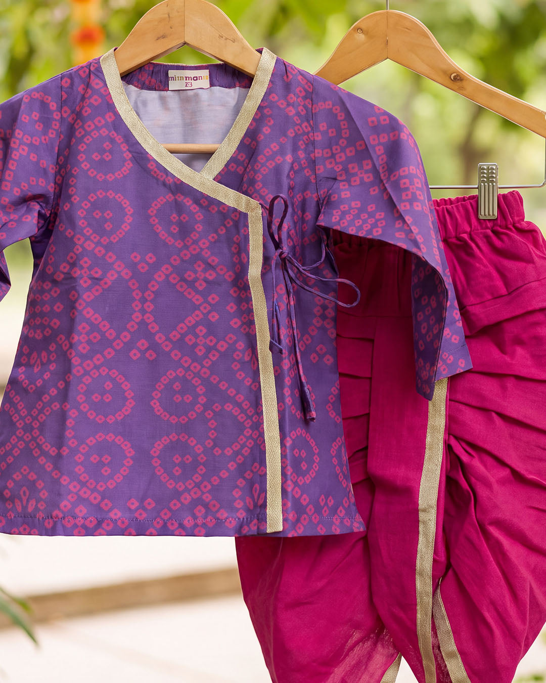 Bandhani Wrap Kurta with Dhoti Set