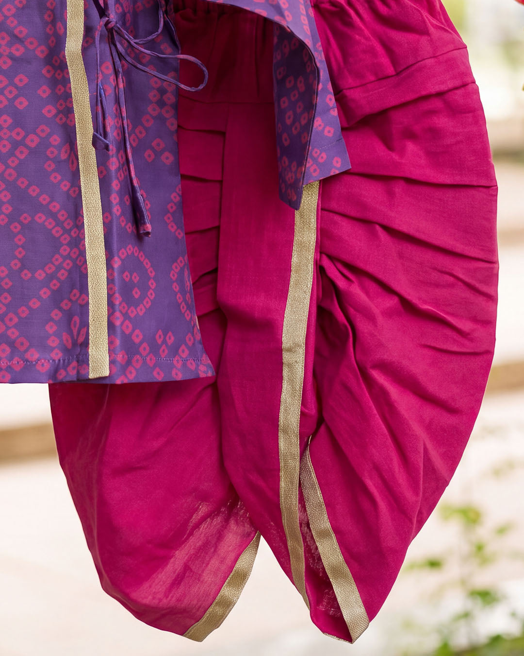 Bandhani Wrap Kurta with Dhoti Set