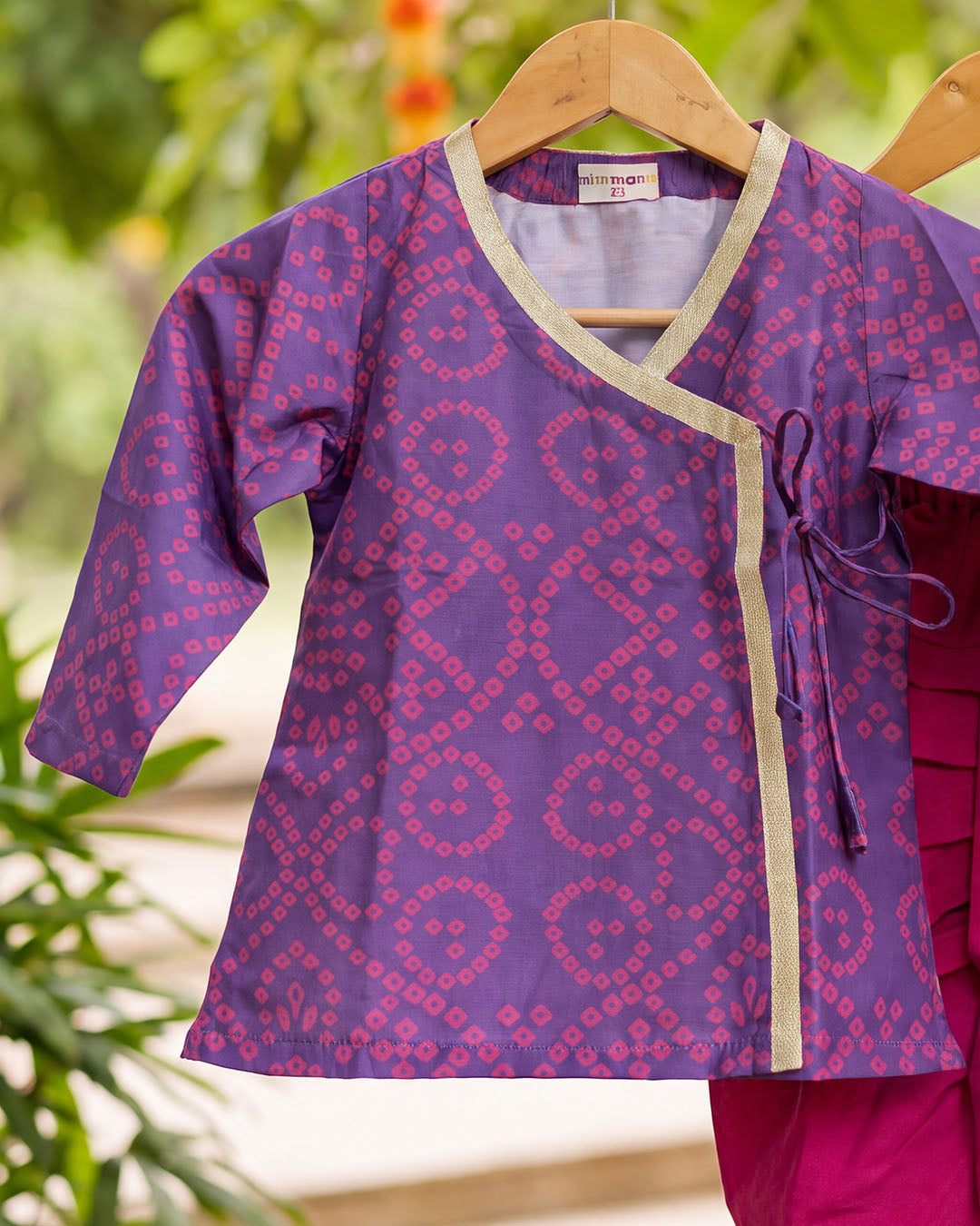 Bandhani Wrap Kurta with Dhoti Set