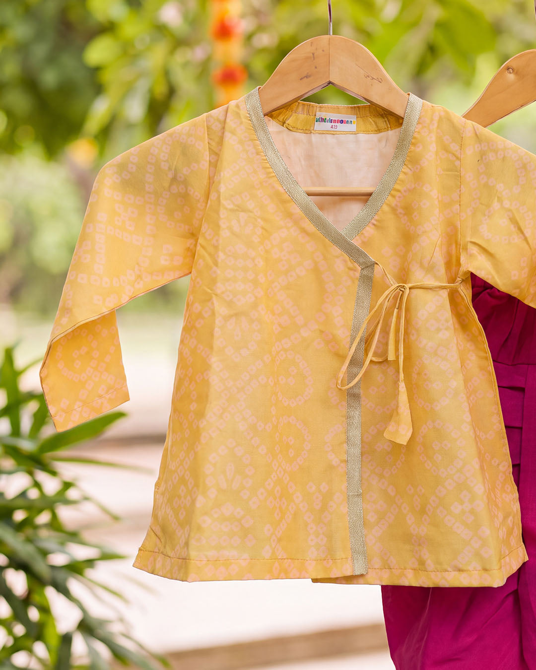 Kesar Bandhani Wrap Kurta & Dhoti Set