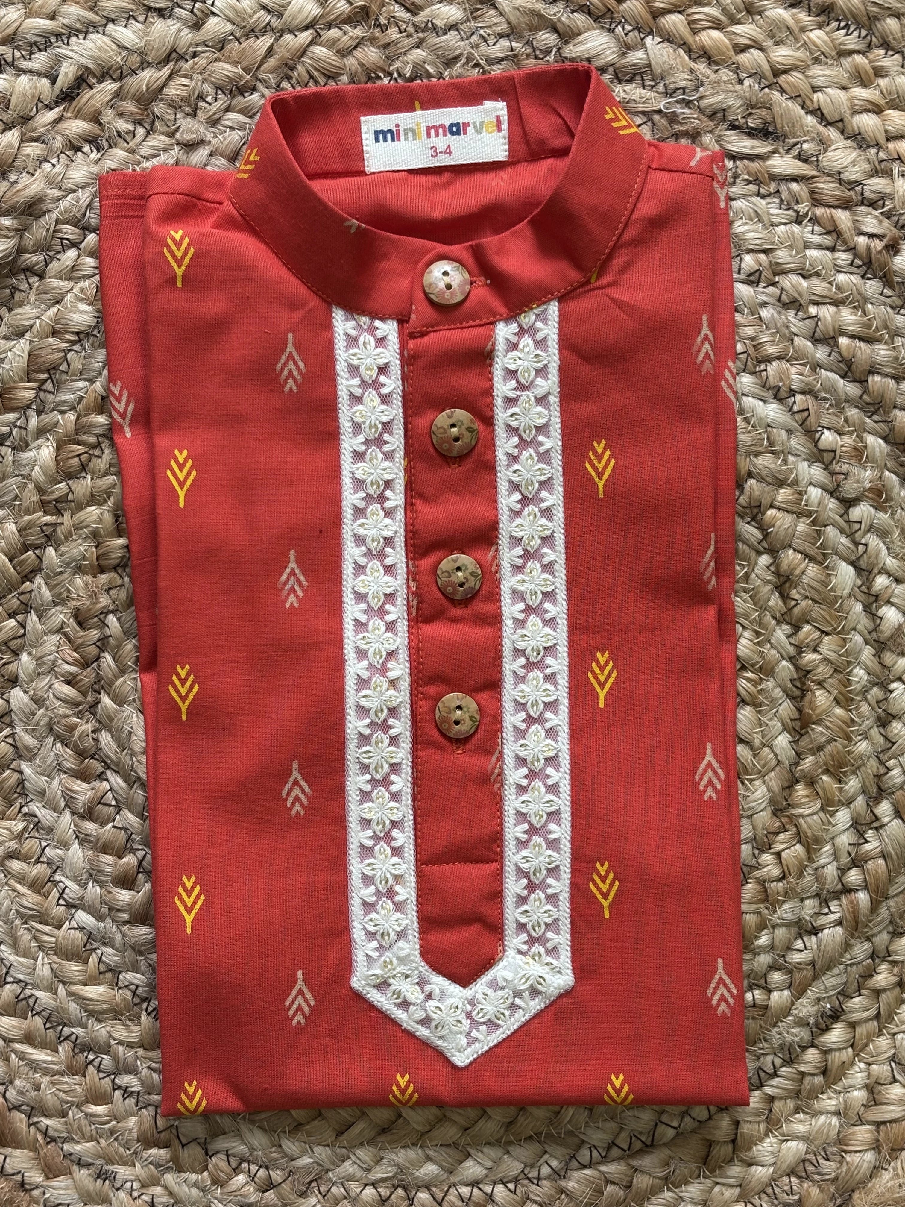 Sunset Arrow Cotton Kurta Pant Set