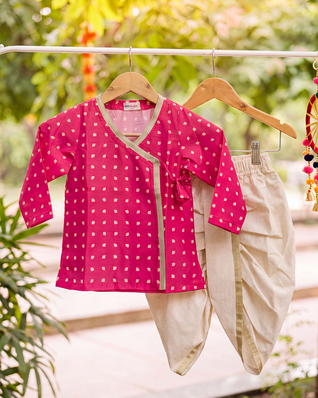 Gulab Pink Printed Wrap Kurta & Dhoti Set