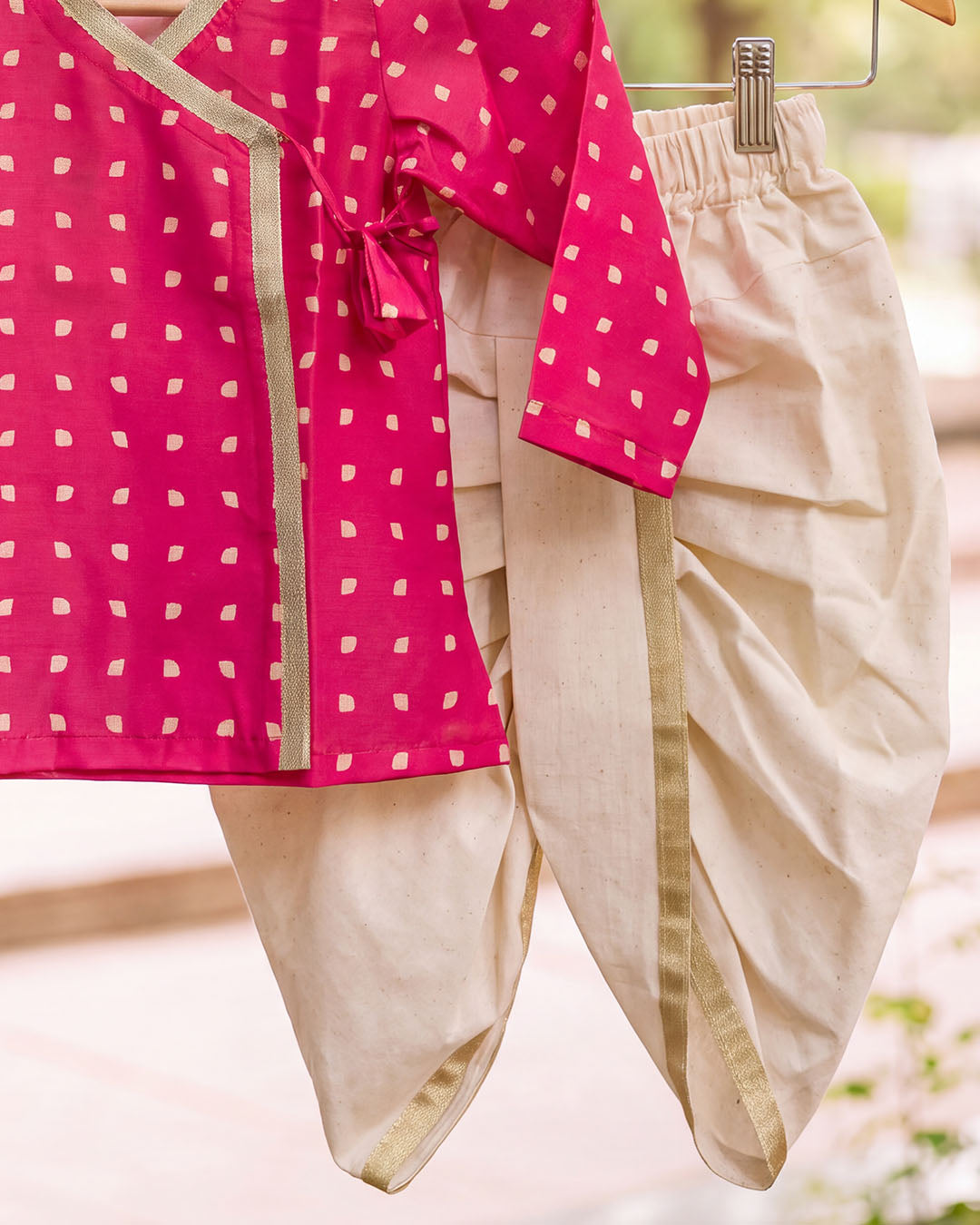 Gulab Pink Printed Wrap Kurta & Dhoti Set