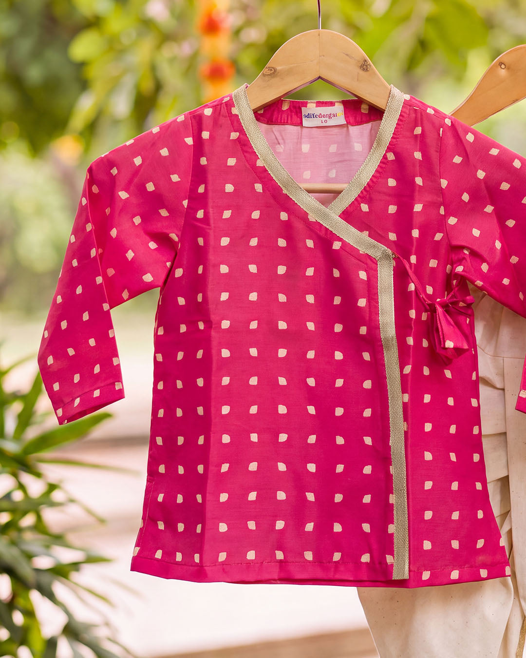 Gulab Pink Printed Wrap Kurta & Dhoti Set