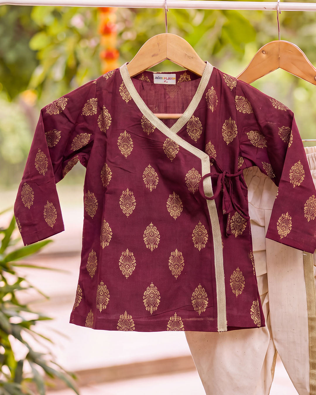 Rajwadi Maroon Printed Wrap Kurta & Dhoti Set