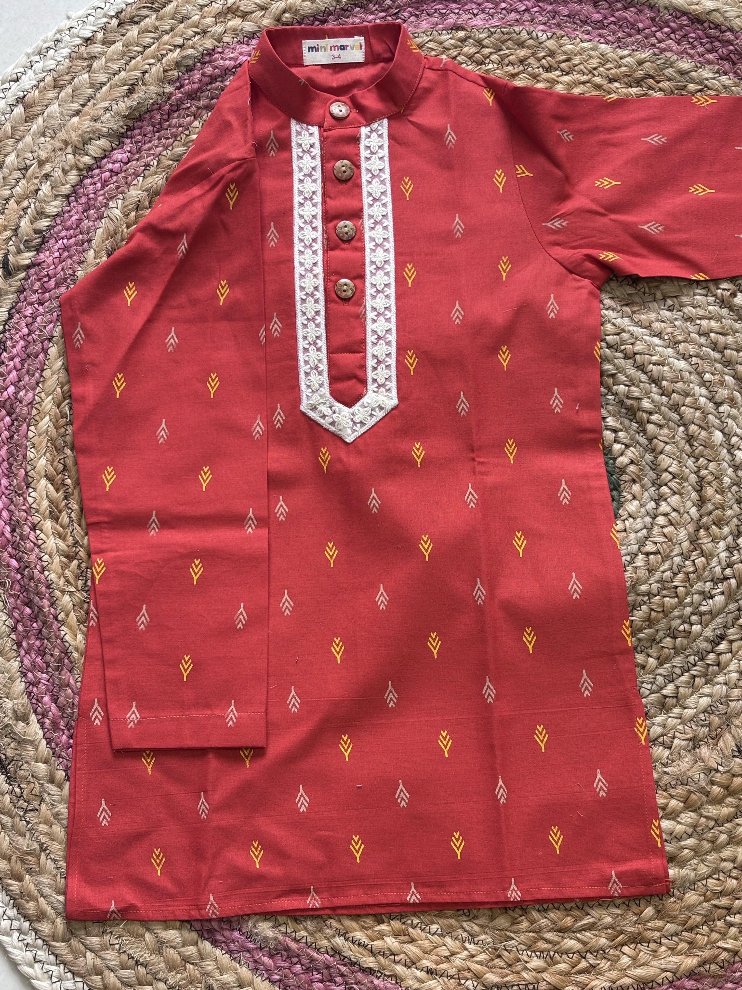 Sunset Arrow Cotton Kurta Pant Set