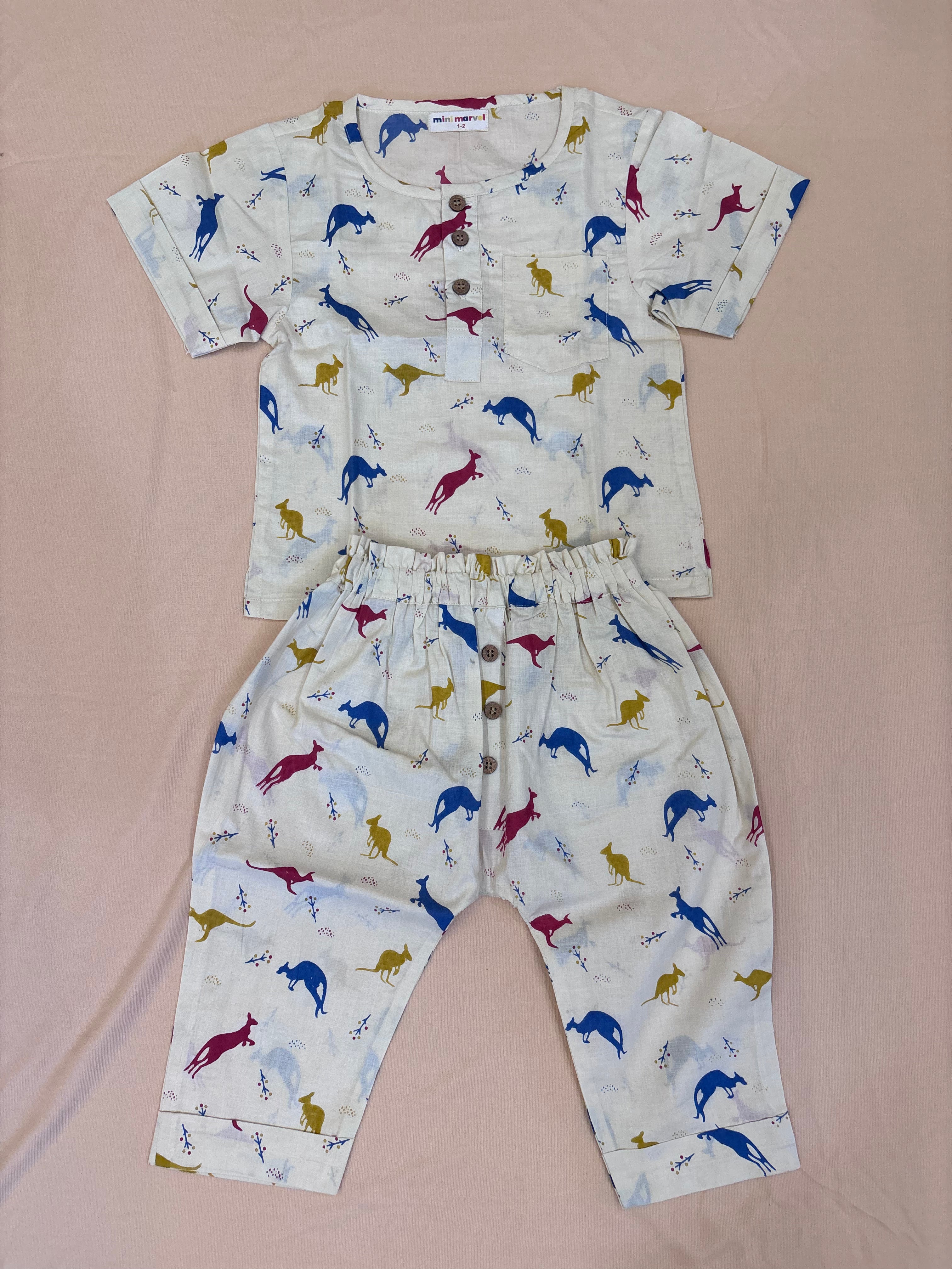 Outback Tales Luxe Co-ord Set (Kangaroo Print Cotton Set)