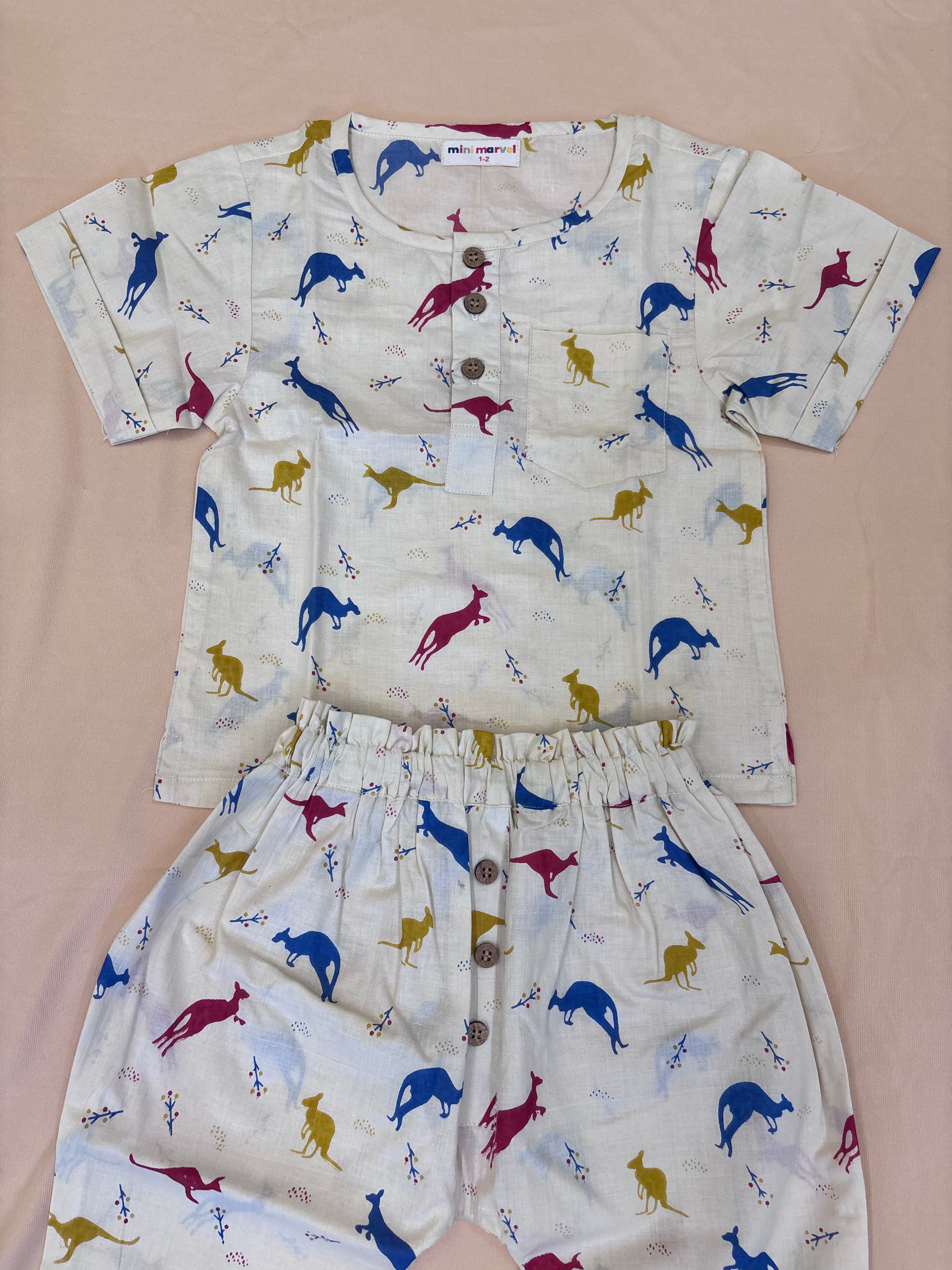 Outback Tales Luxe Co-ord Set (Kangaroo Print Cotton Set)