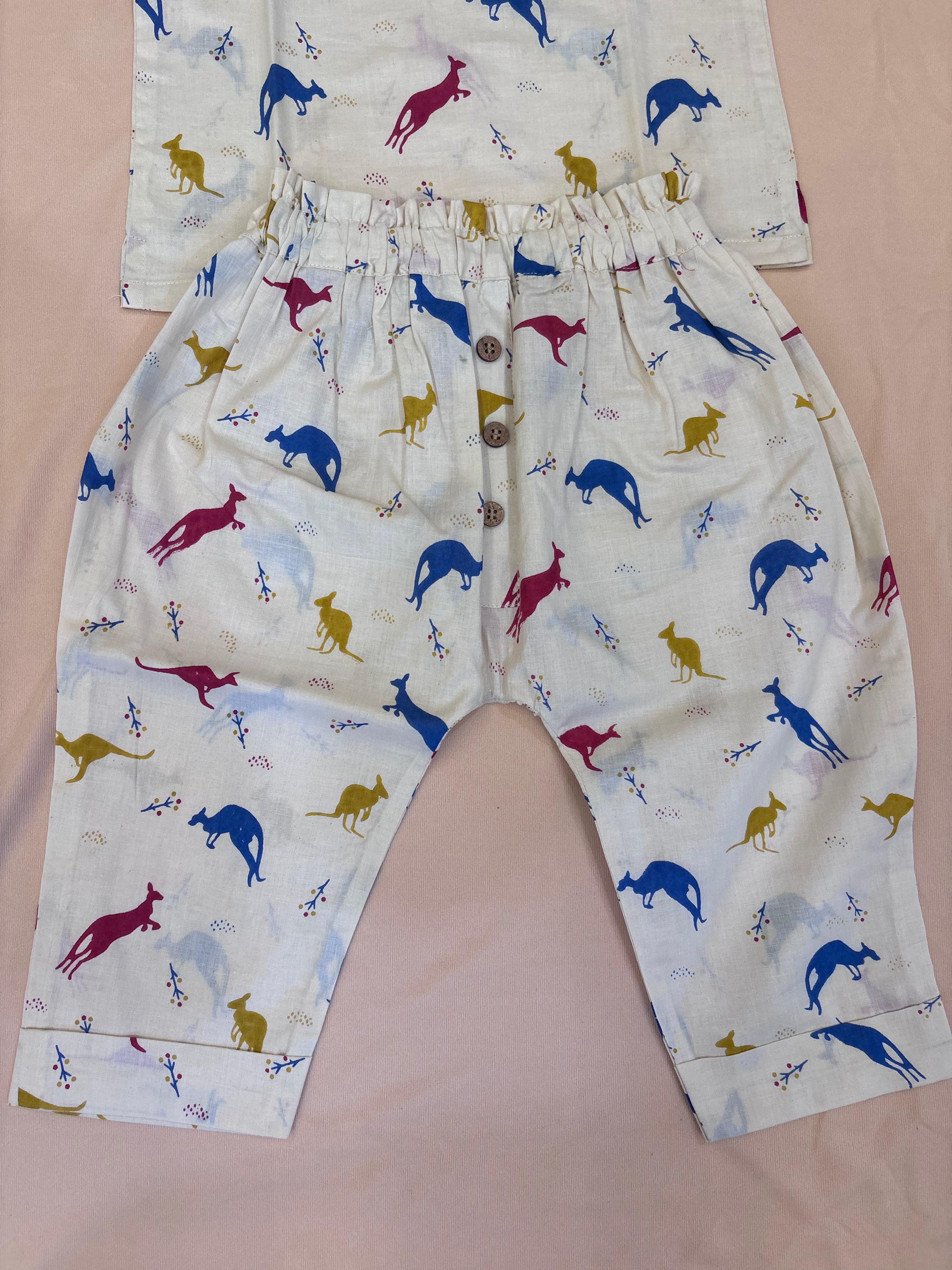 Outback Tales Luxe Co-ord Set (Kangaroo Print Cotton Set)