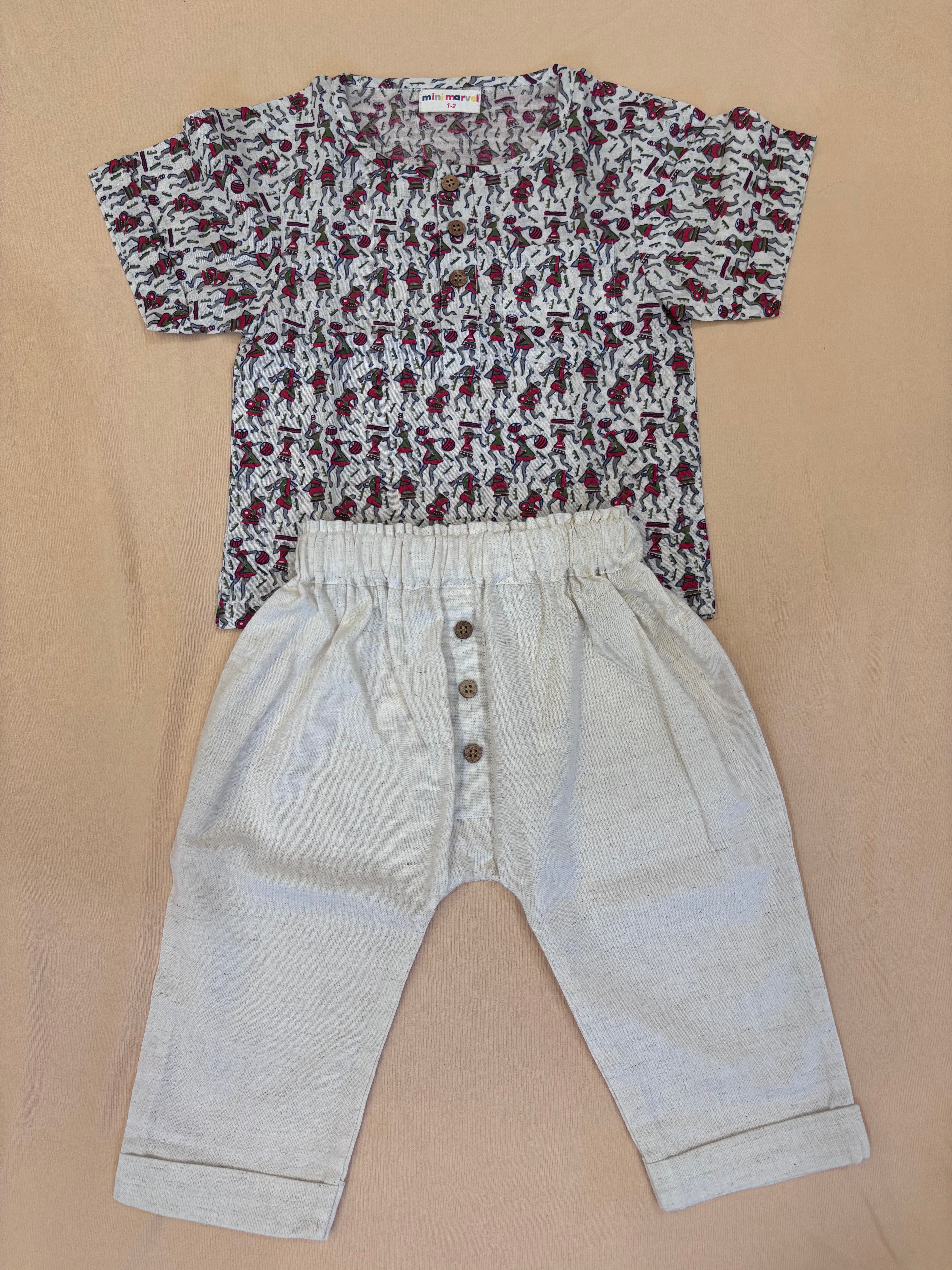 Tribal Safari Luxe Co-ord Set (Printed Top & Cotton Pants)
