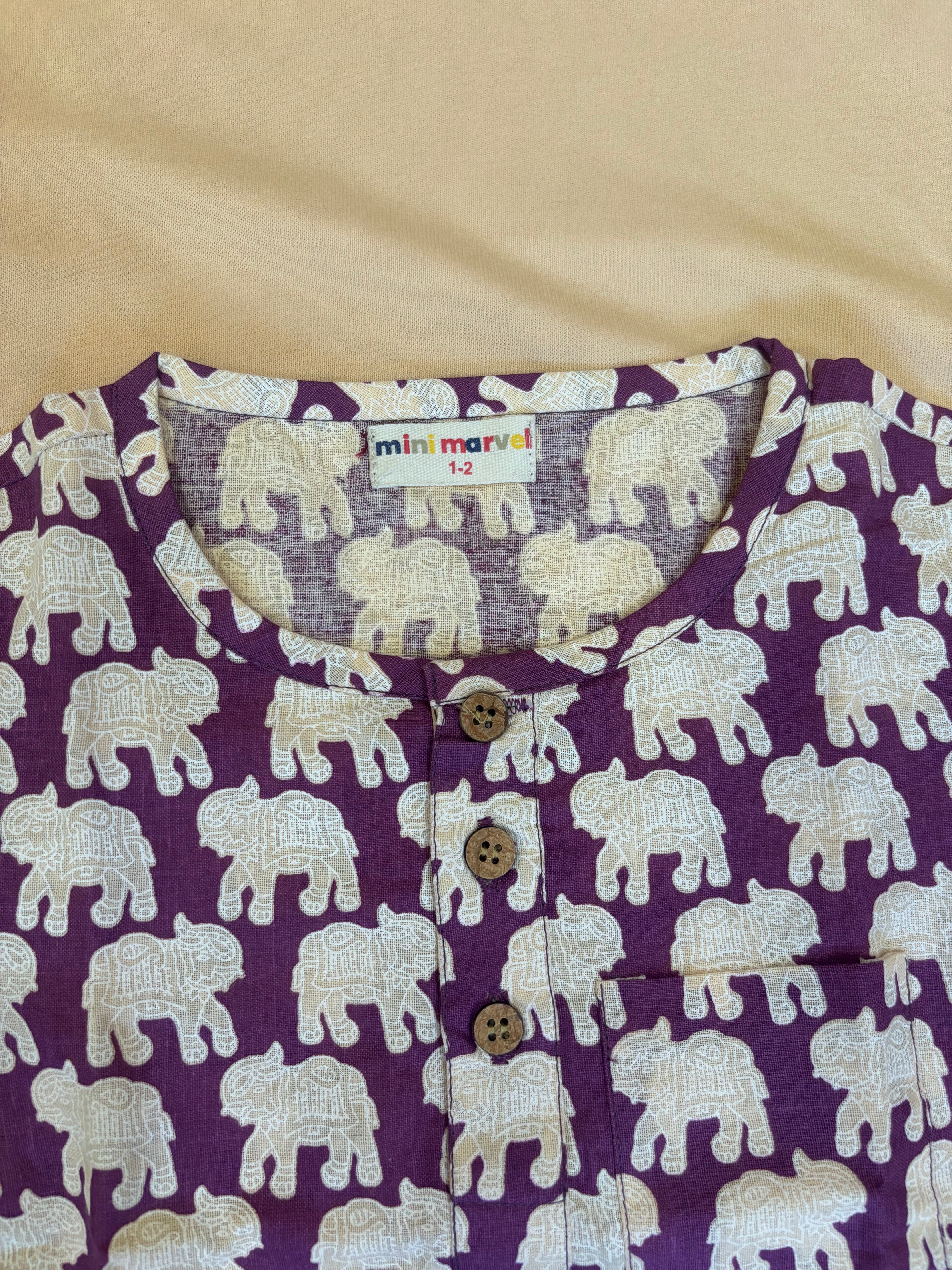 Violet Elephant Luxe Co-ord Set (Printed Top & Cotton Pants)