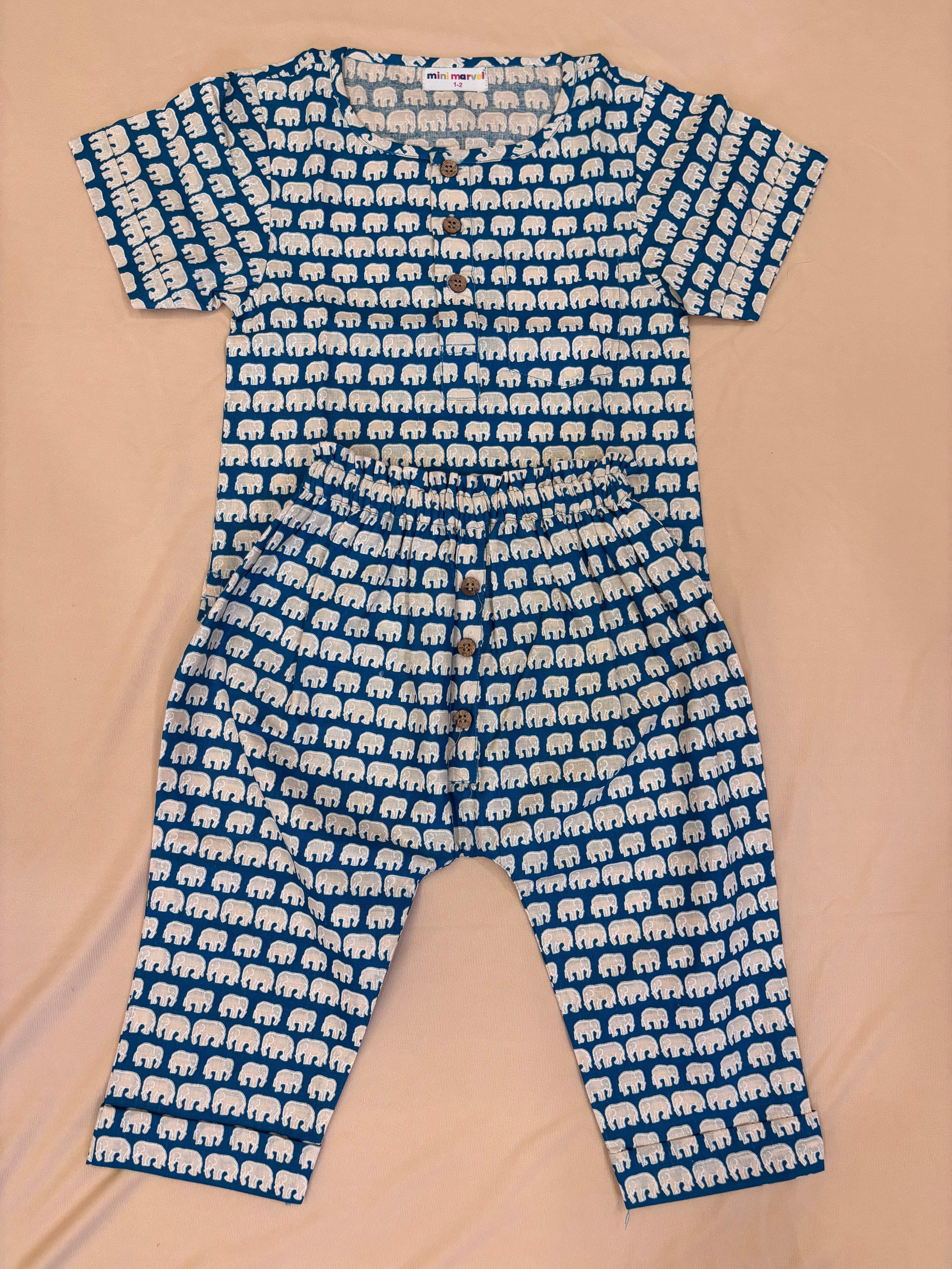Elephant Heritage Co-ord Set (All-Over Print Cotton Set)