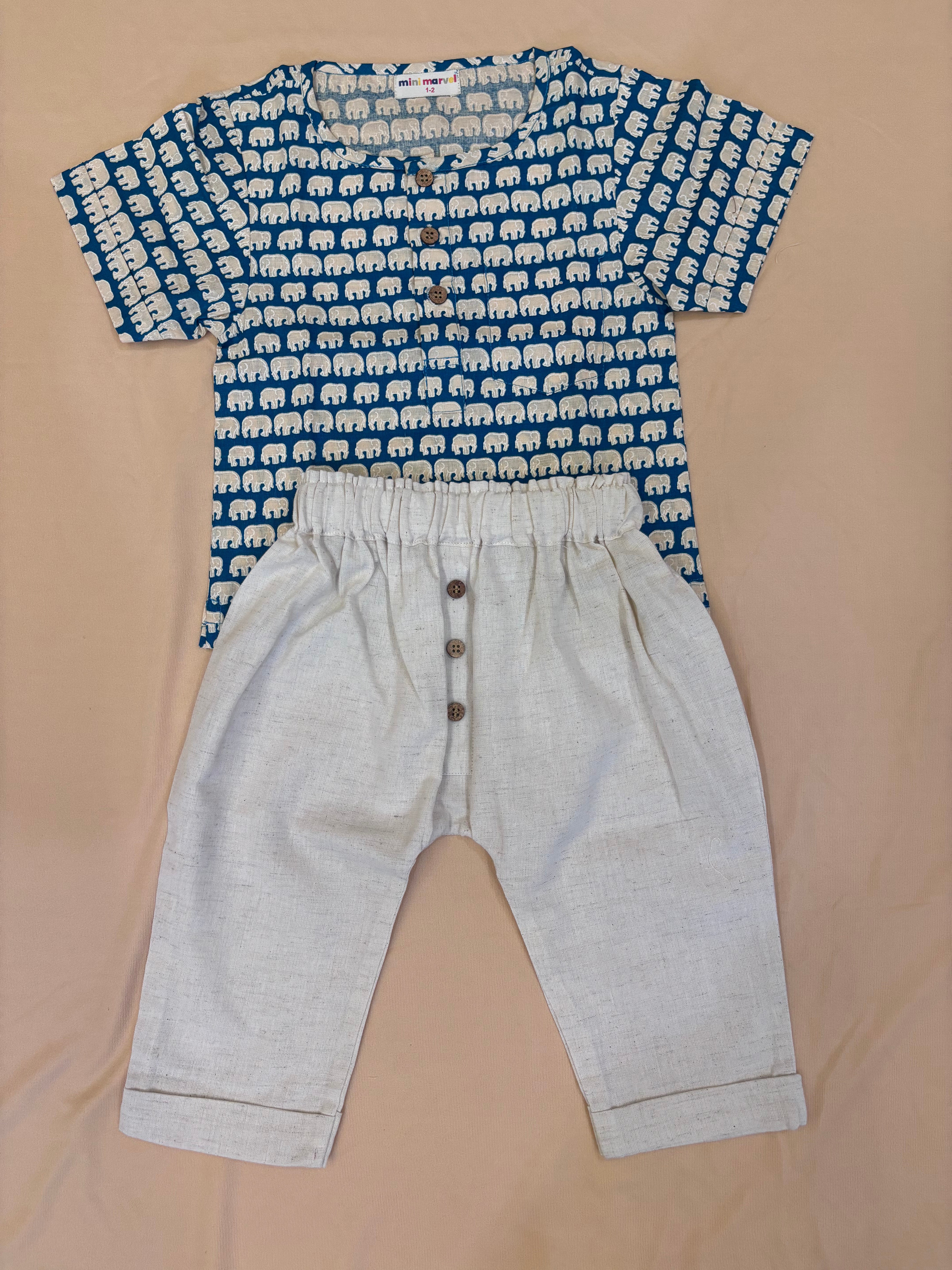 Elephant Trail Classic Co-ord Set (Printed Top & Cotton Pants)