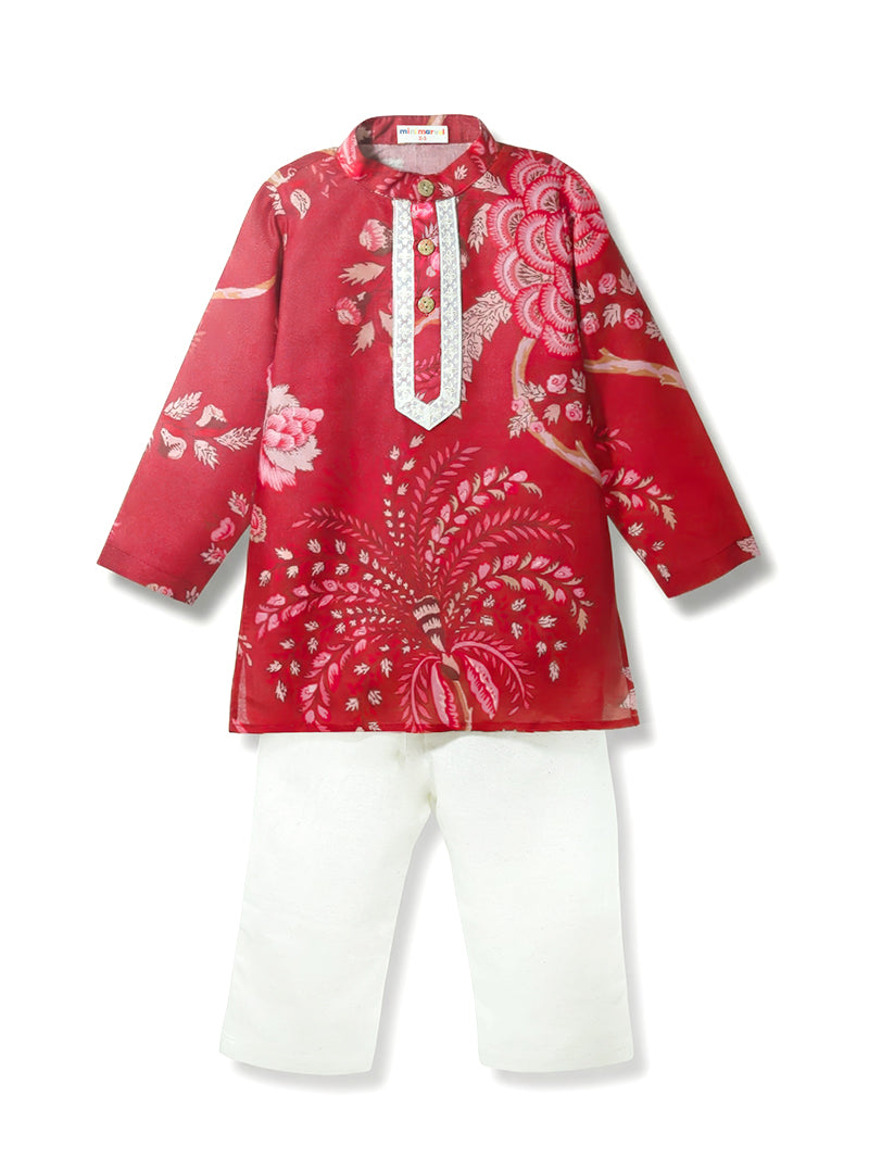 Gulzar Maroon Festive Kurta Pajama