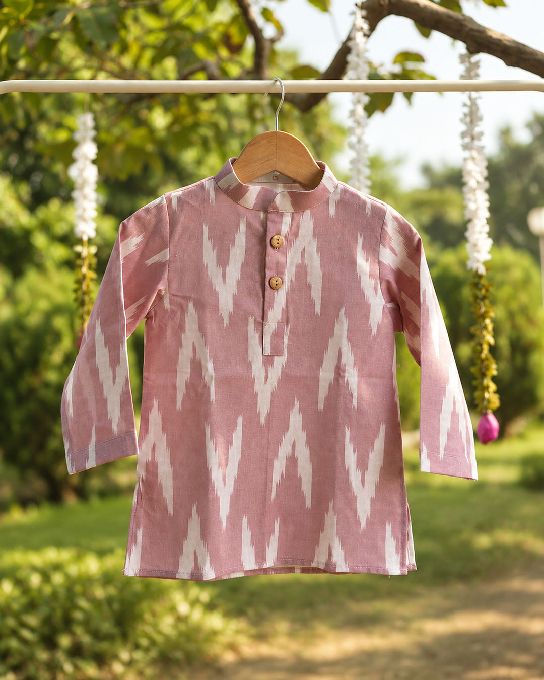 Blush Pink Ikat Cotton Kurta Pajama