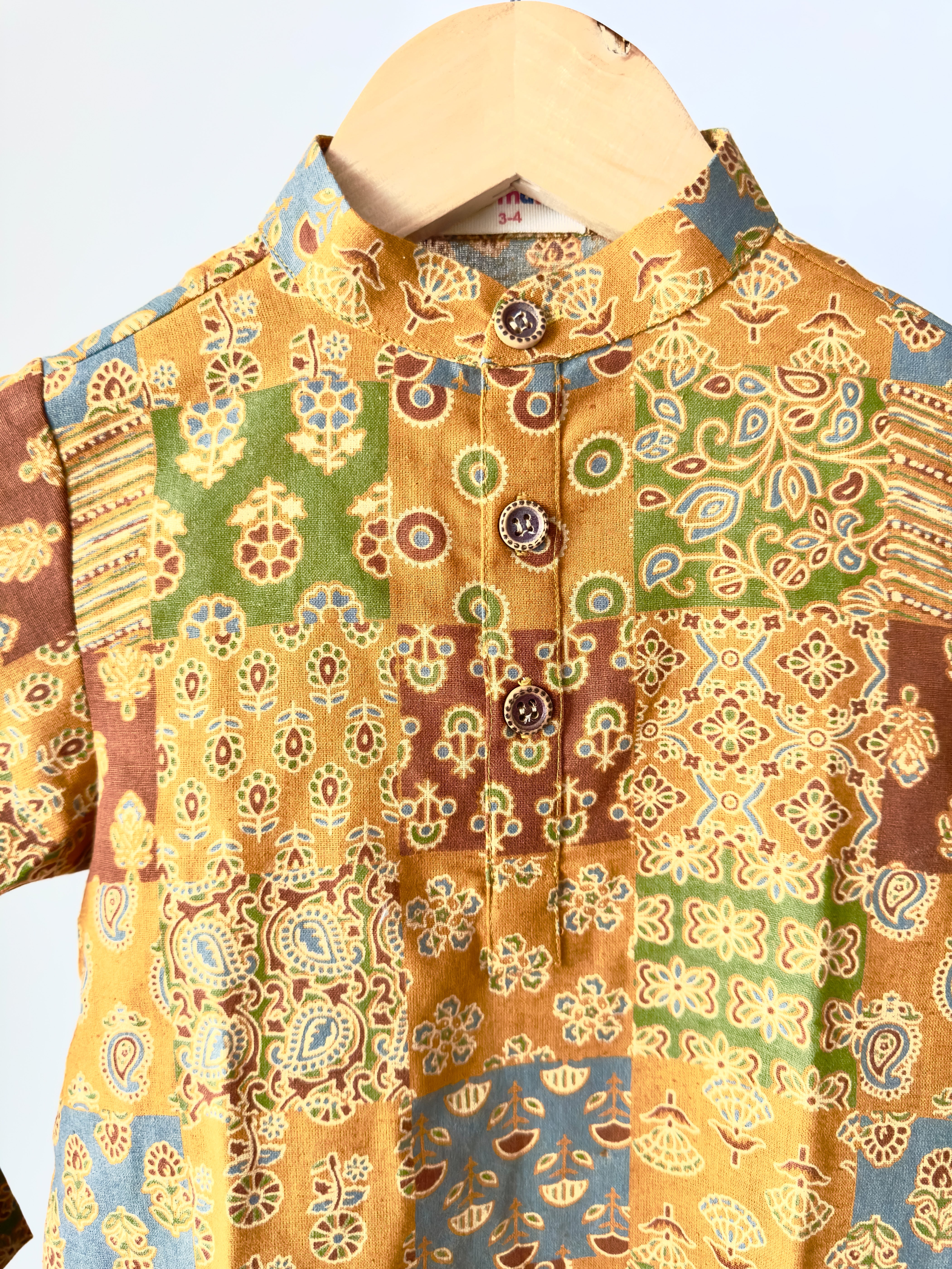 Yellow Multicolor Printed Cotton Kurta