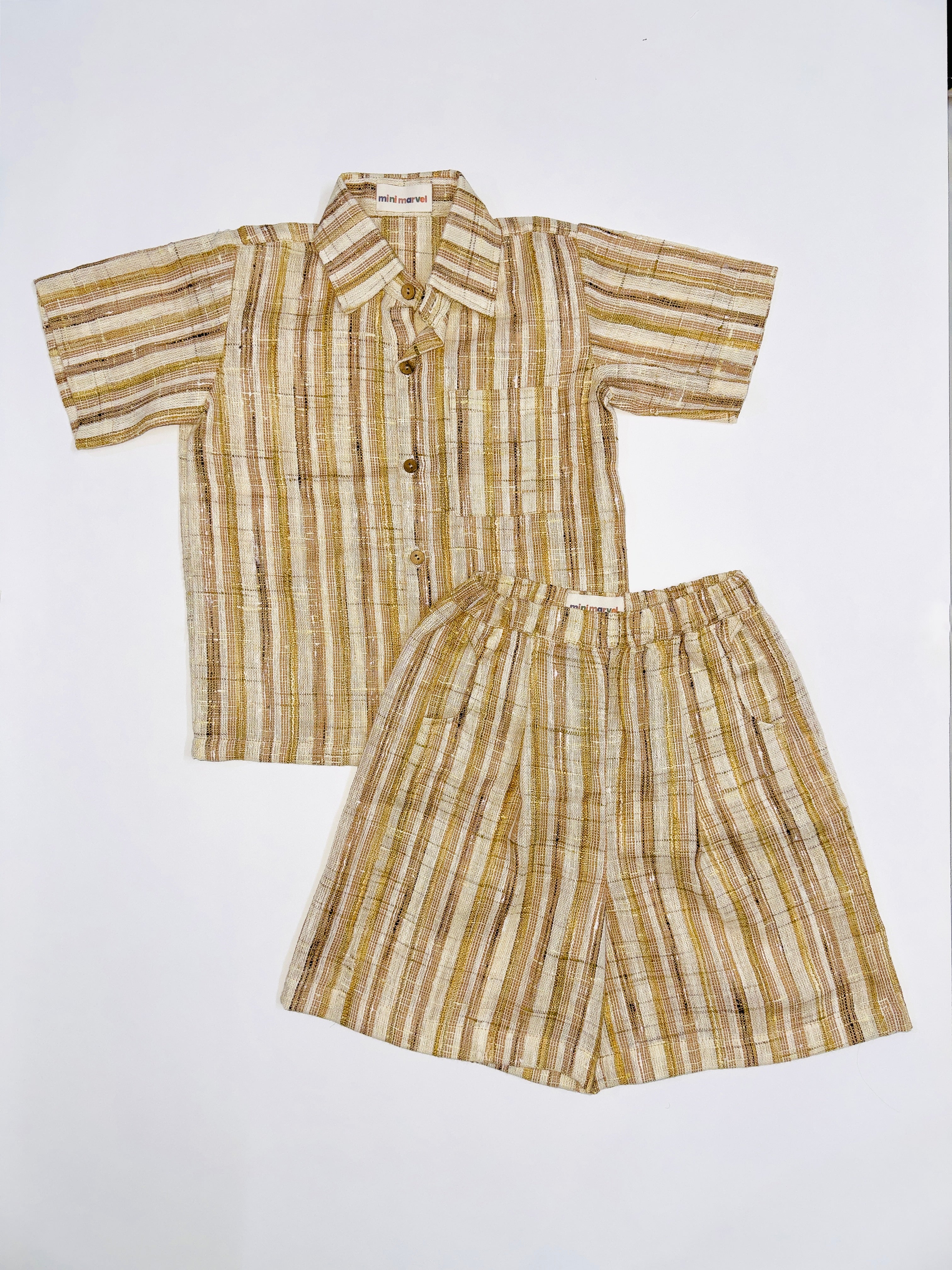 GOLDEN STRIPE KHADI COTTON KIDS COMBO