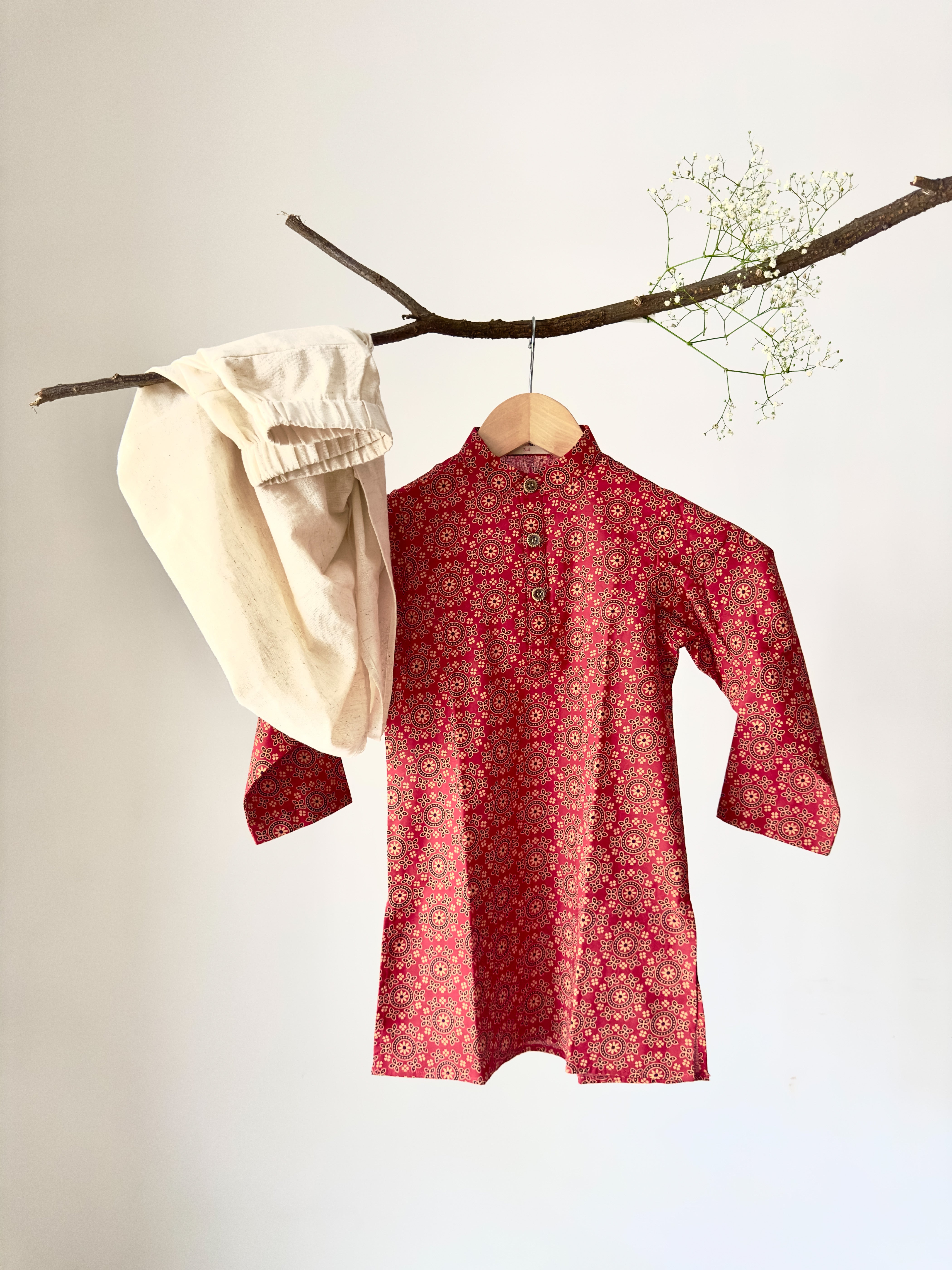 Crimson Charm Kurta Dhoti Set
