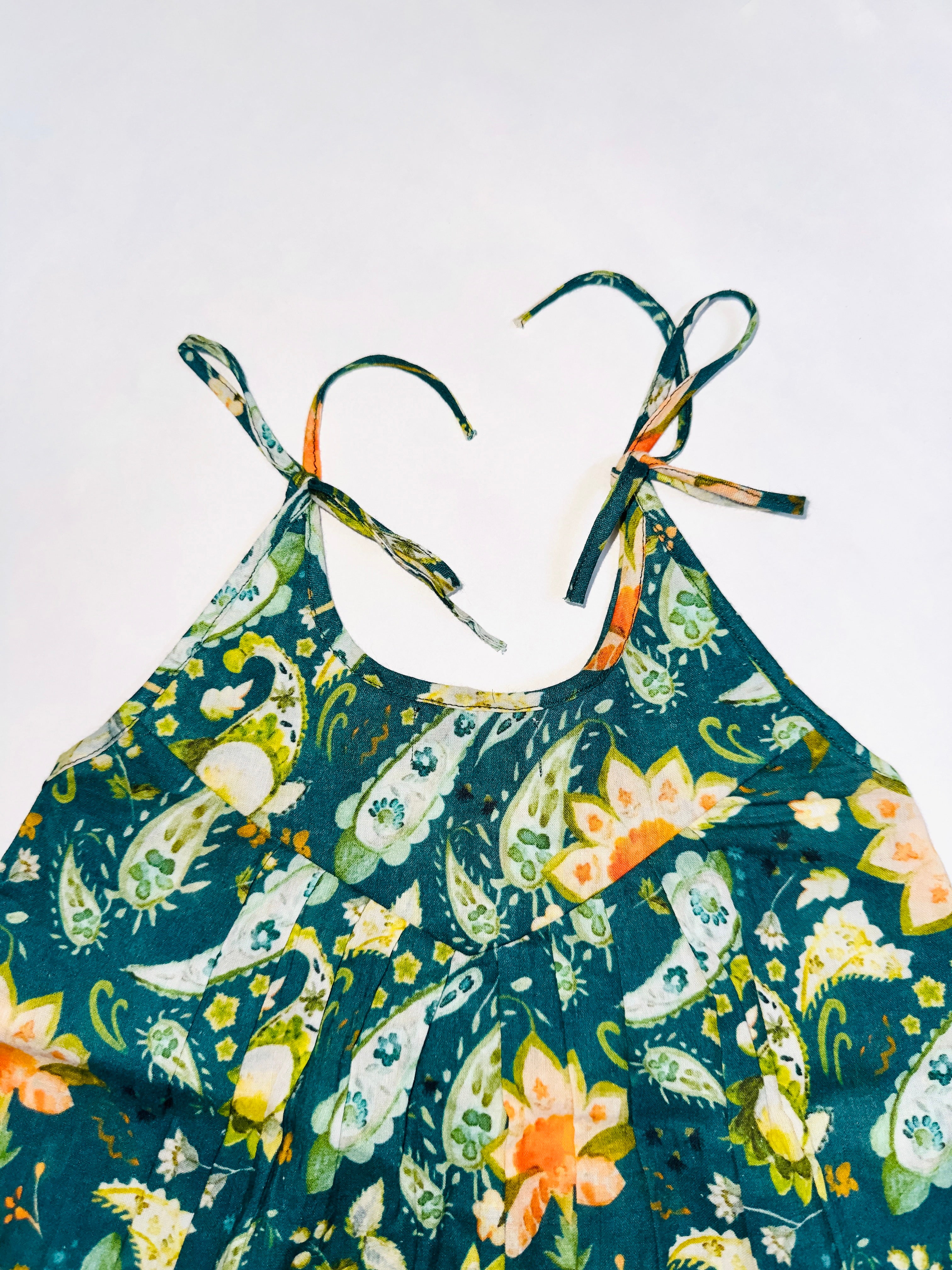Girls tropical floral halter neck top and beige pants set