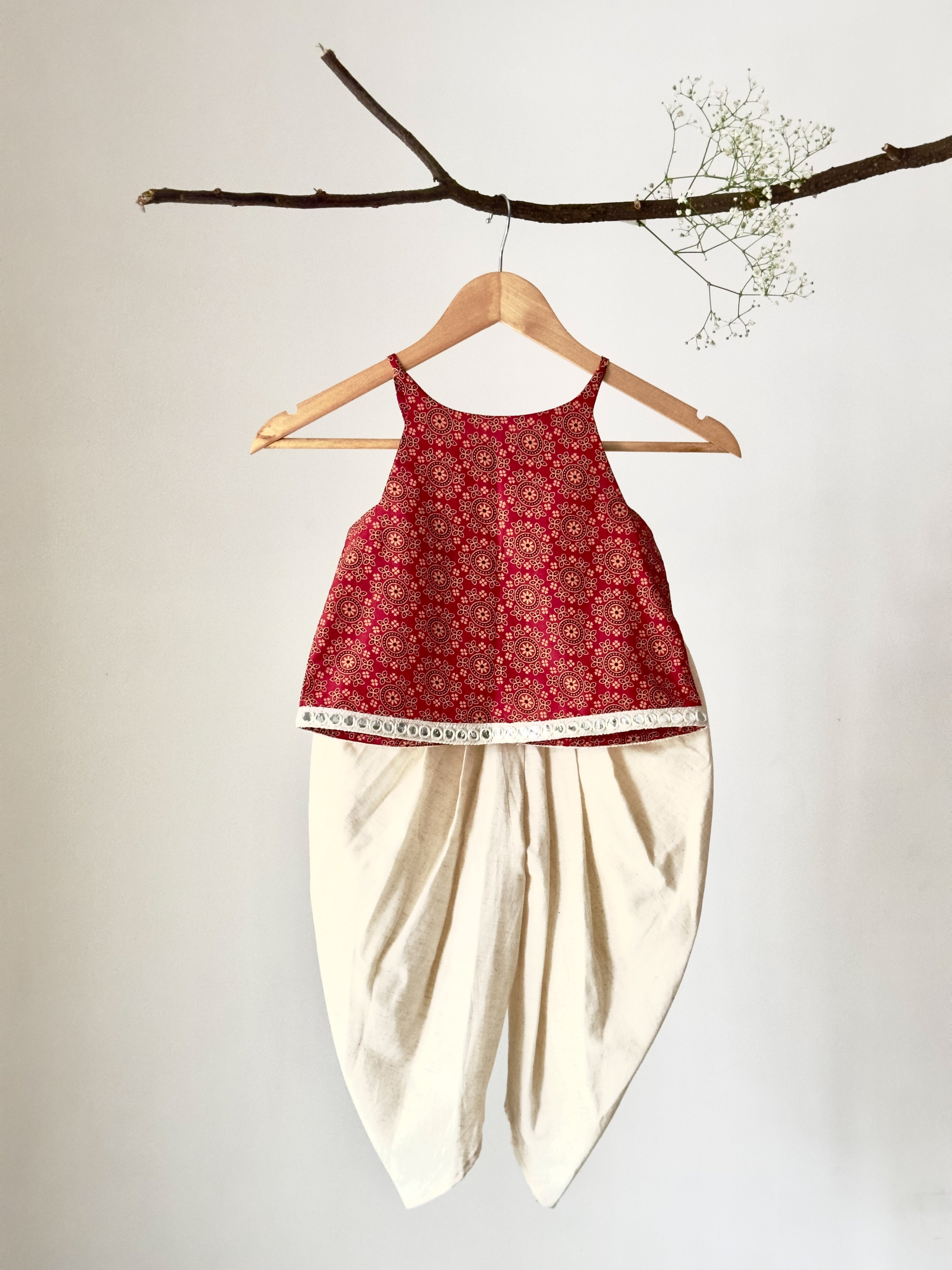 Festive Red Printed Dhoti