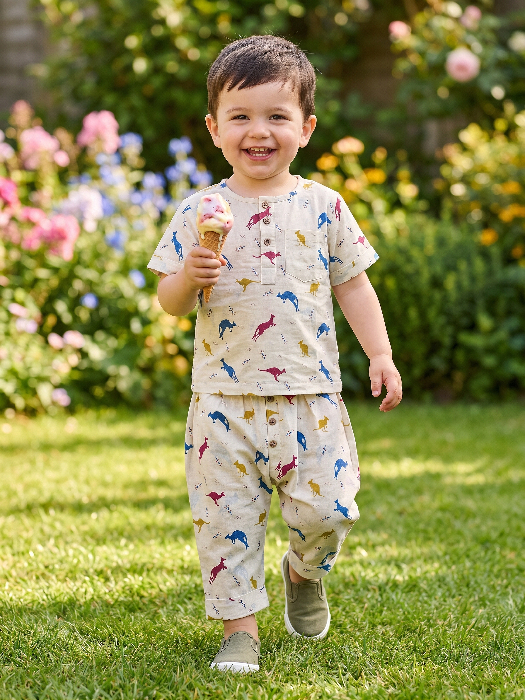 Outback Tales Luxe Co-ord Set (Kangaroo Print Cotton Set)