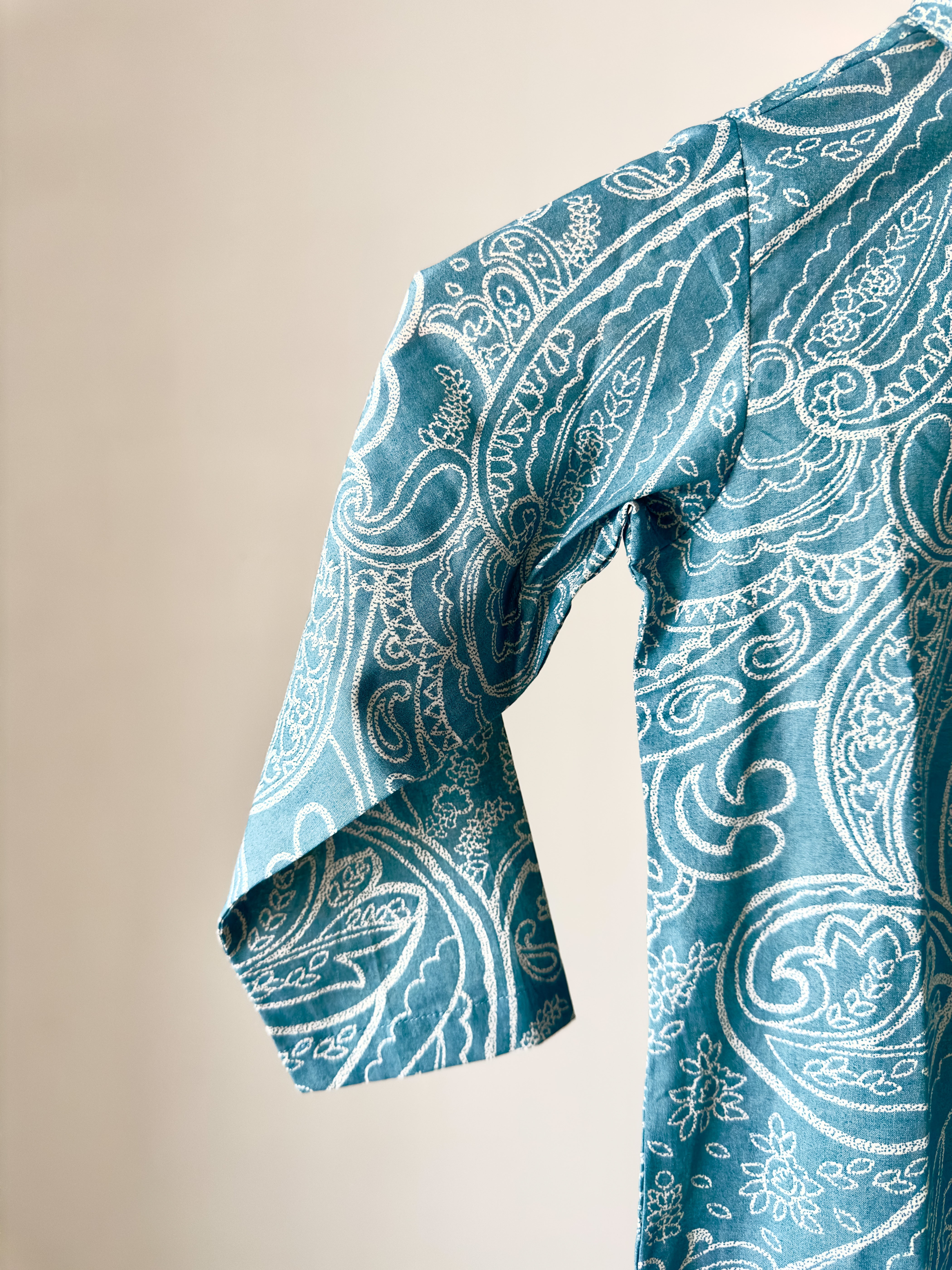 Turquoise Paisley Kurta Dhoti Set