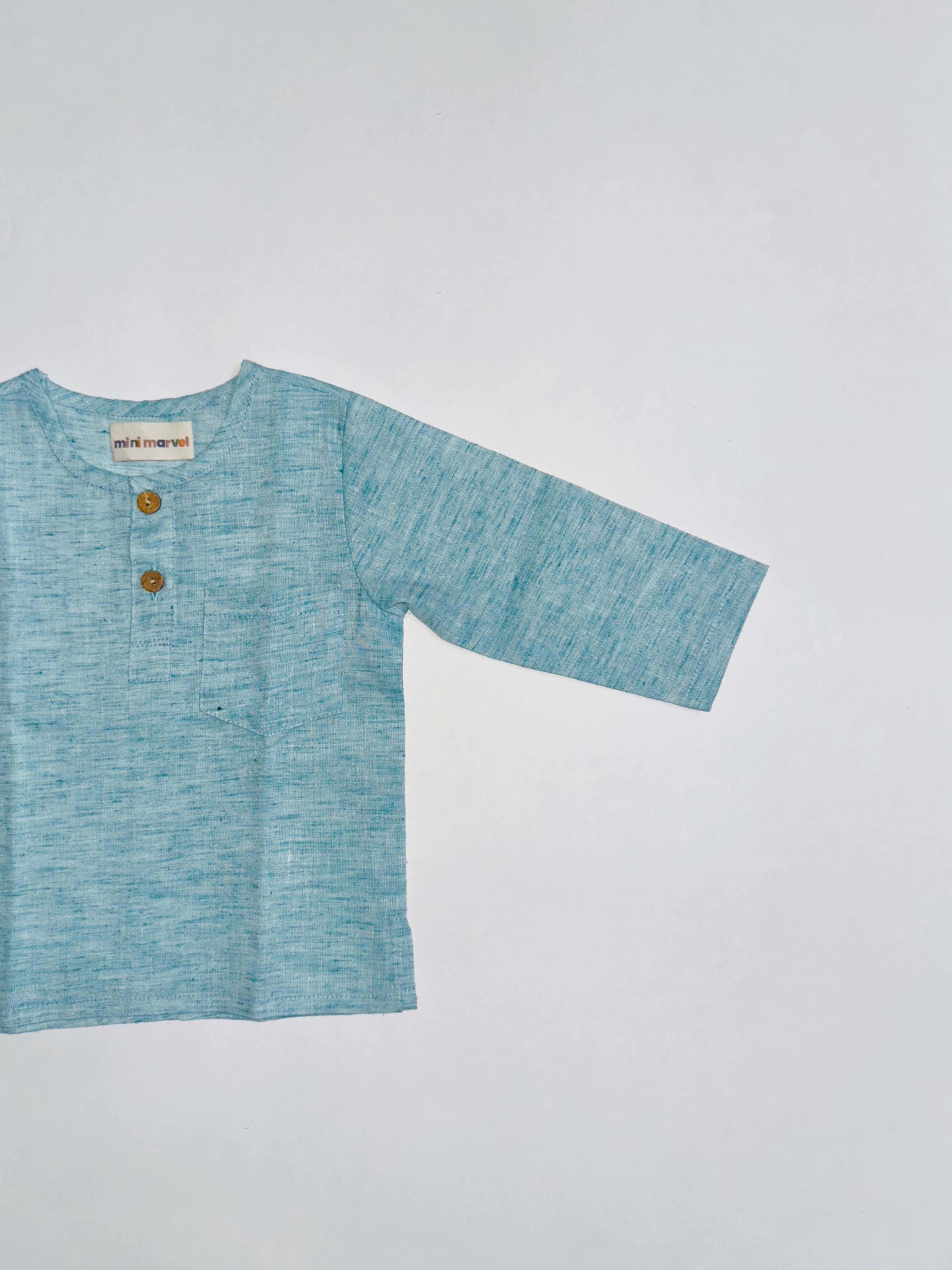Ocean Breeze Co-Ord Set for Boys with Blue Kurta and Striped Harem Pants.