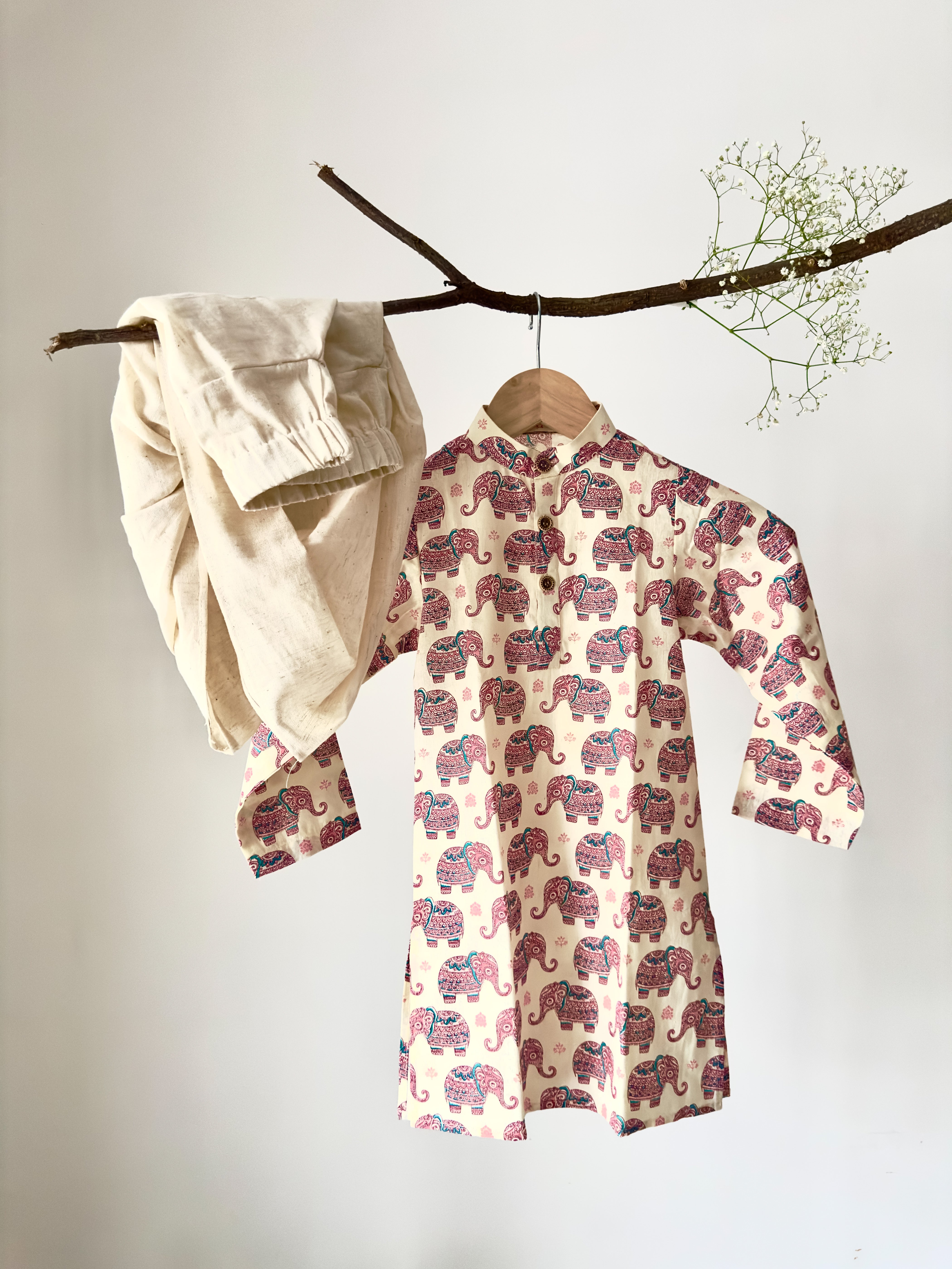 Royal Elephant Print dhoti Set