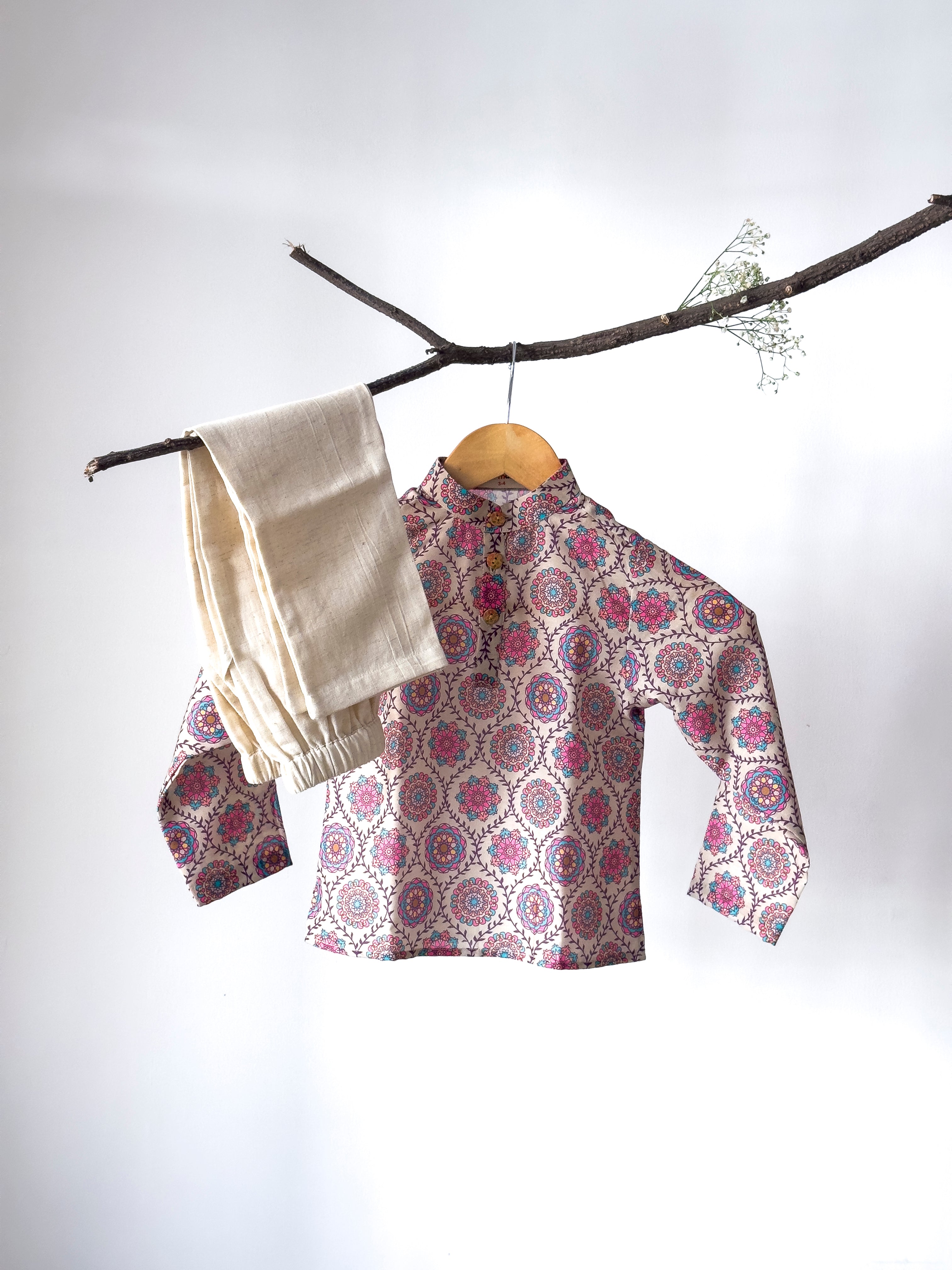 Blossom Beige Printed Kurta Set