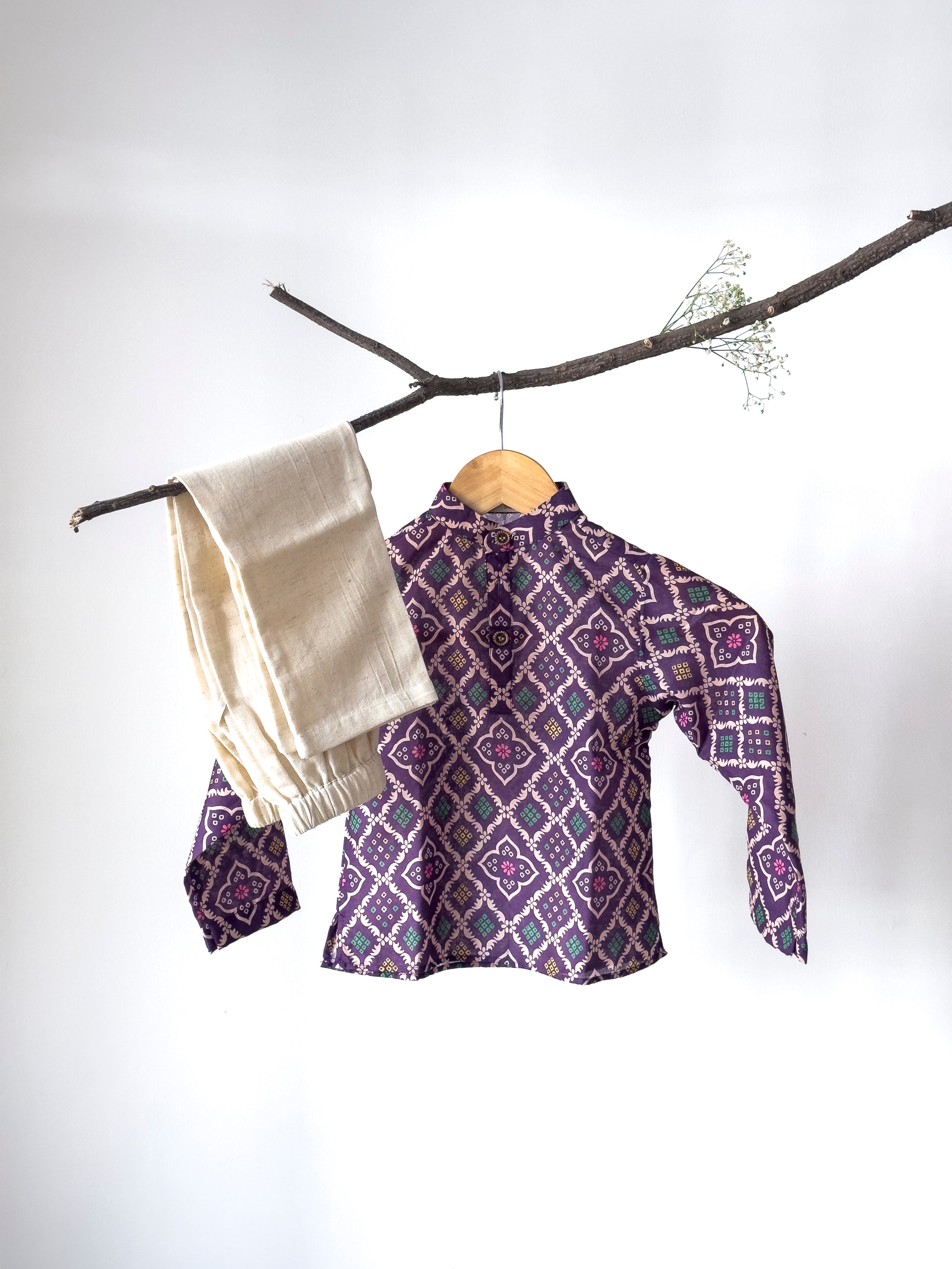 Purple Royale Ikat Kurta Set
