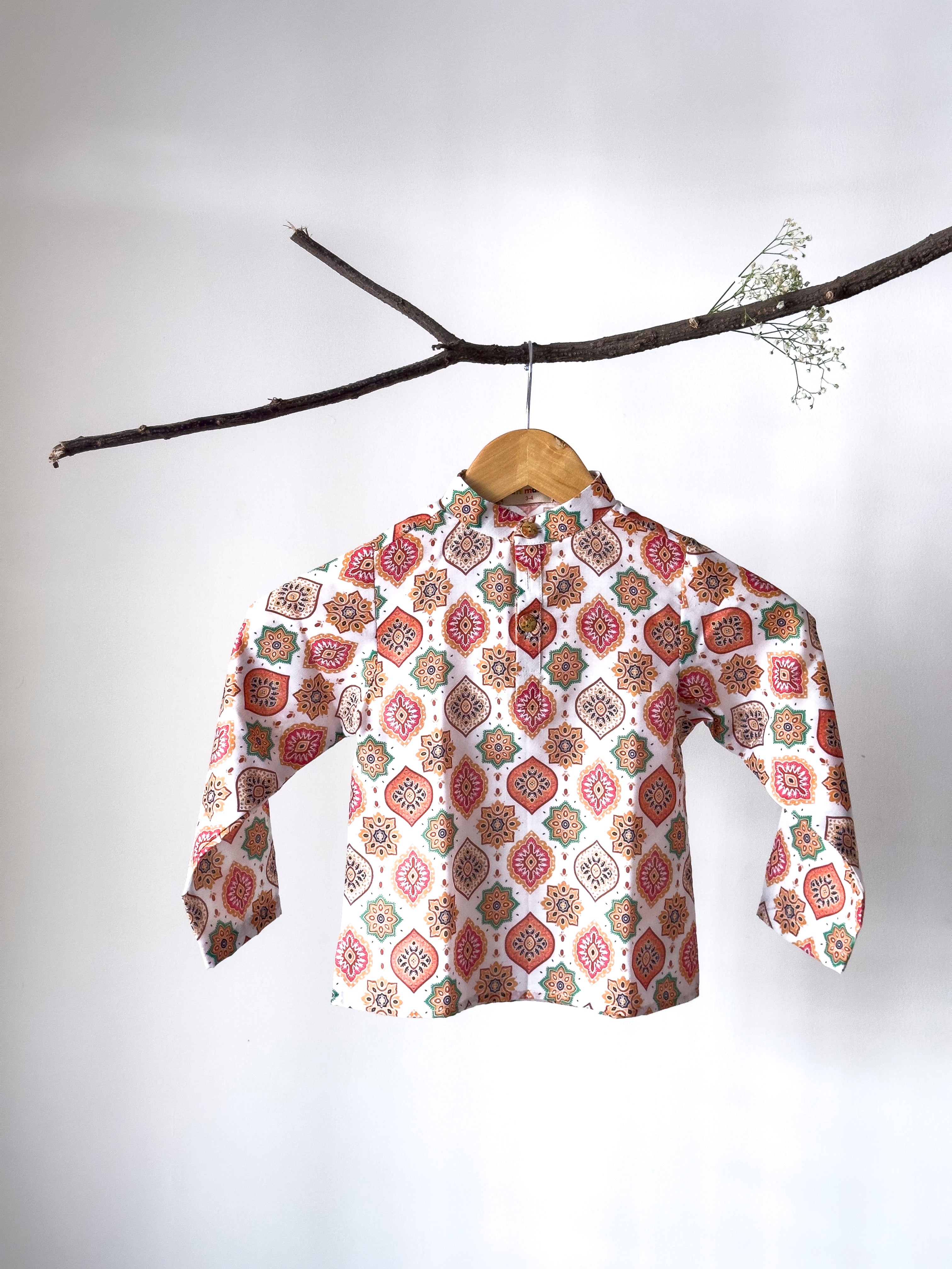 Peach Blossom Motif Kurta Set