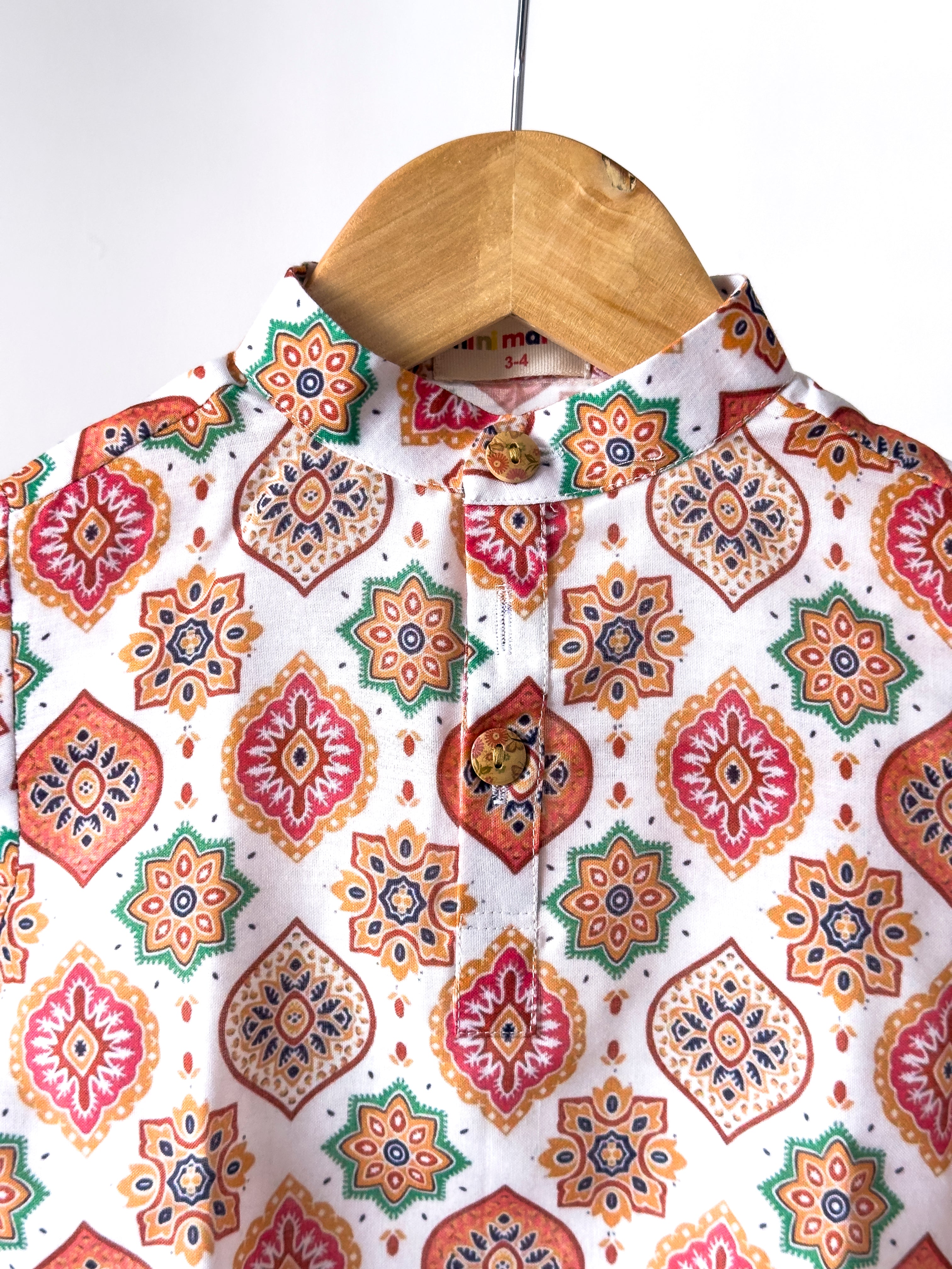 Peach Blossom Motif Kurta Set