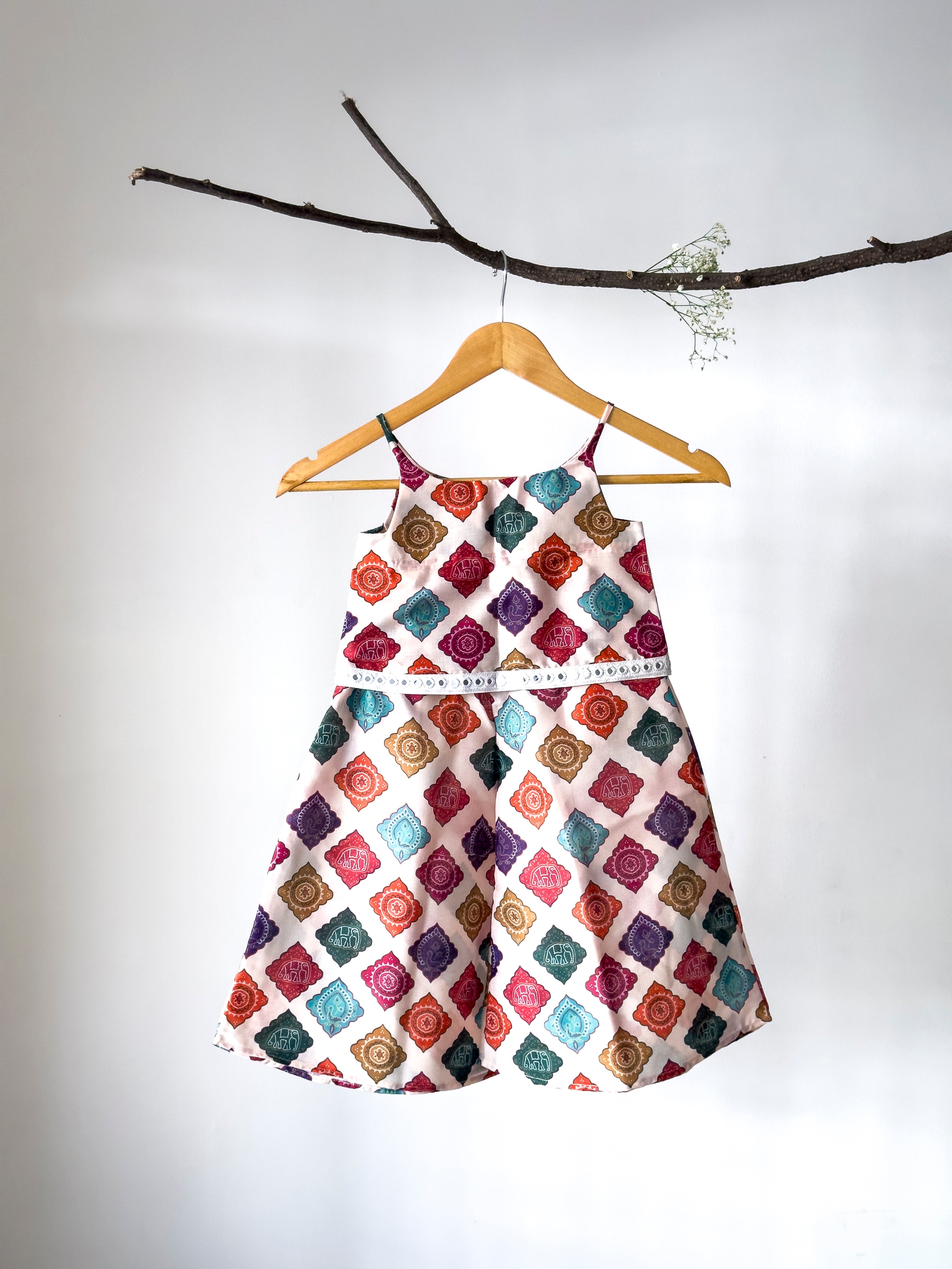 Baby girl wearing cotton co-ord ethnic outfit by Mini Marvel