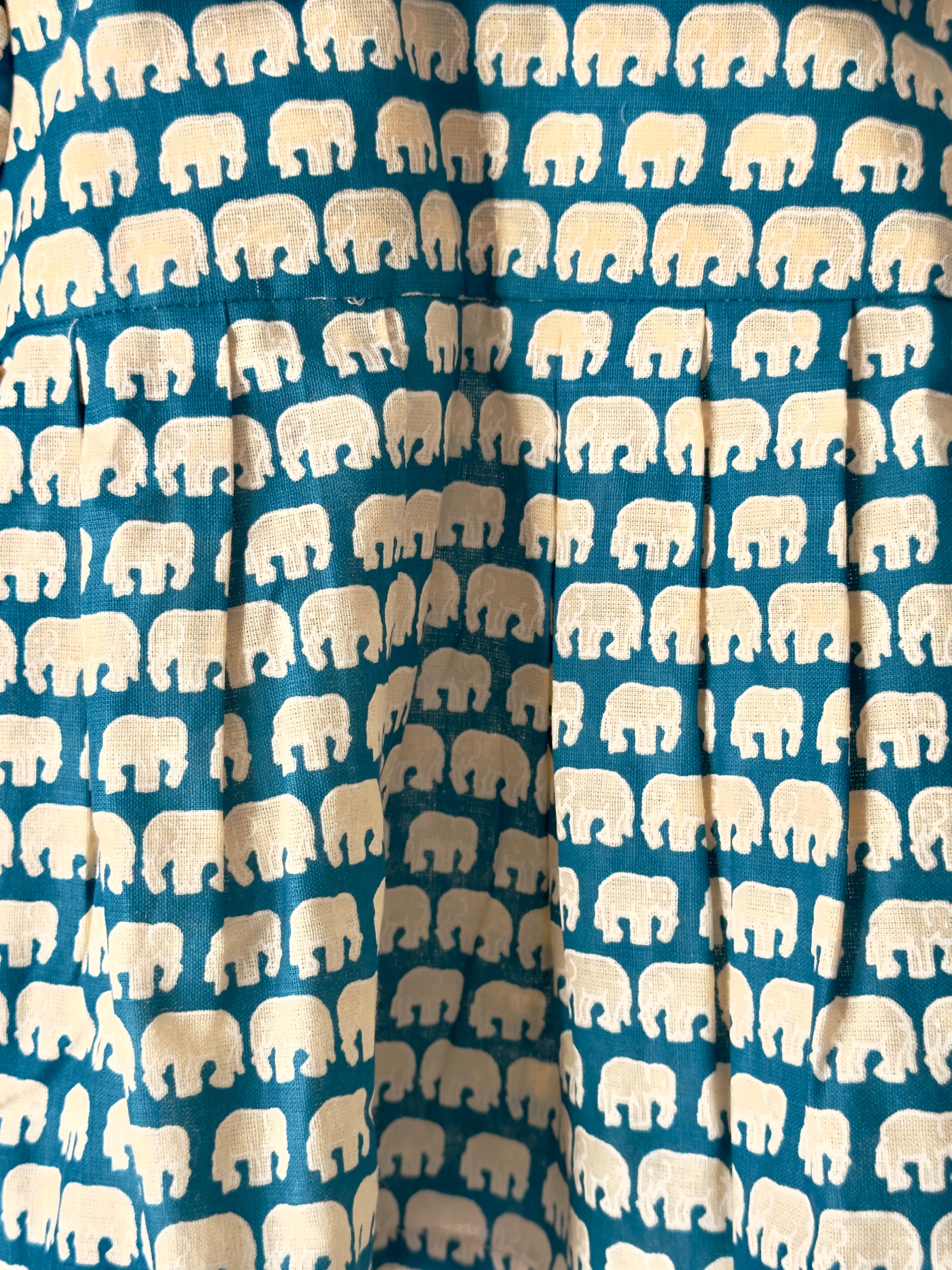 Girl cotton co-ord set with teal elephant print – top and bottom.
