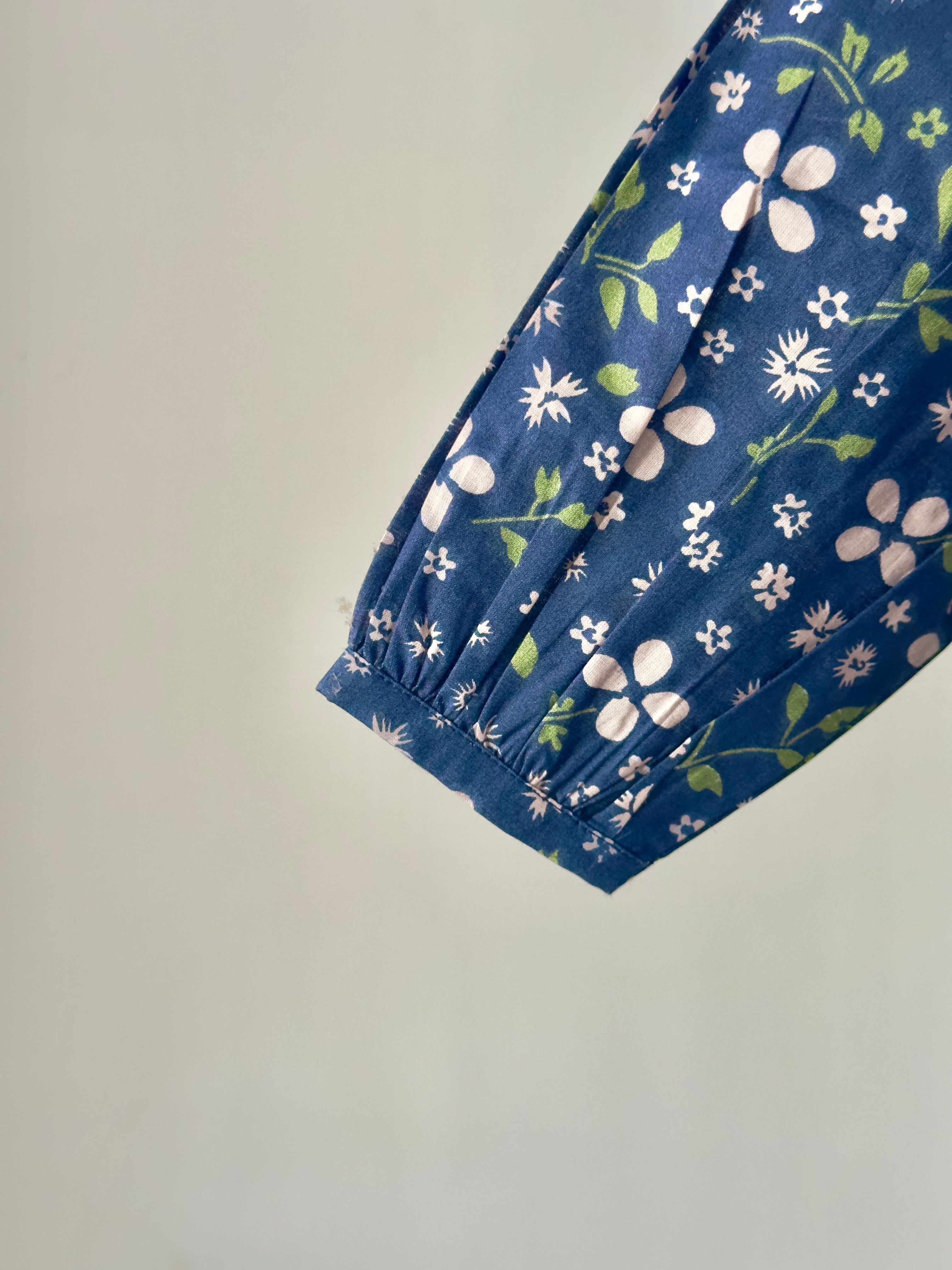 Blue floral printed cotton top from the Blue Blossom Co-ord Set