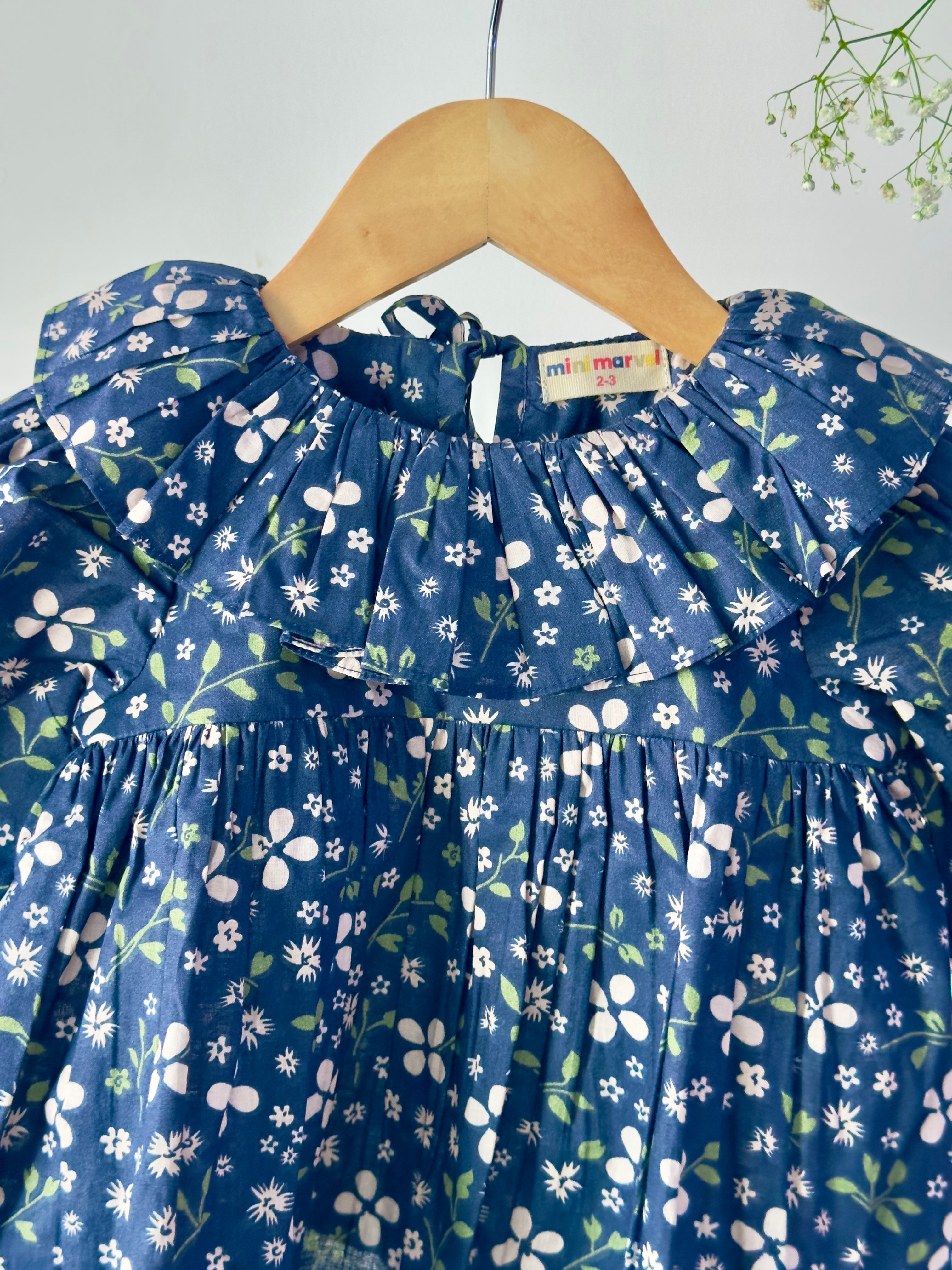 blue floral printed cotton top from the Blue Blossom Co-ord Set