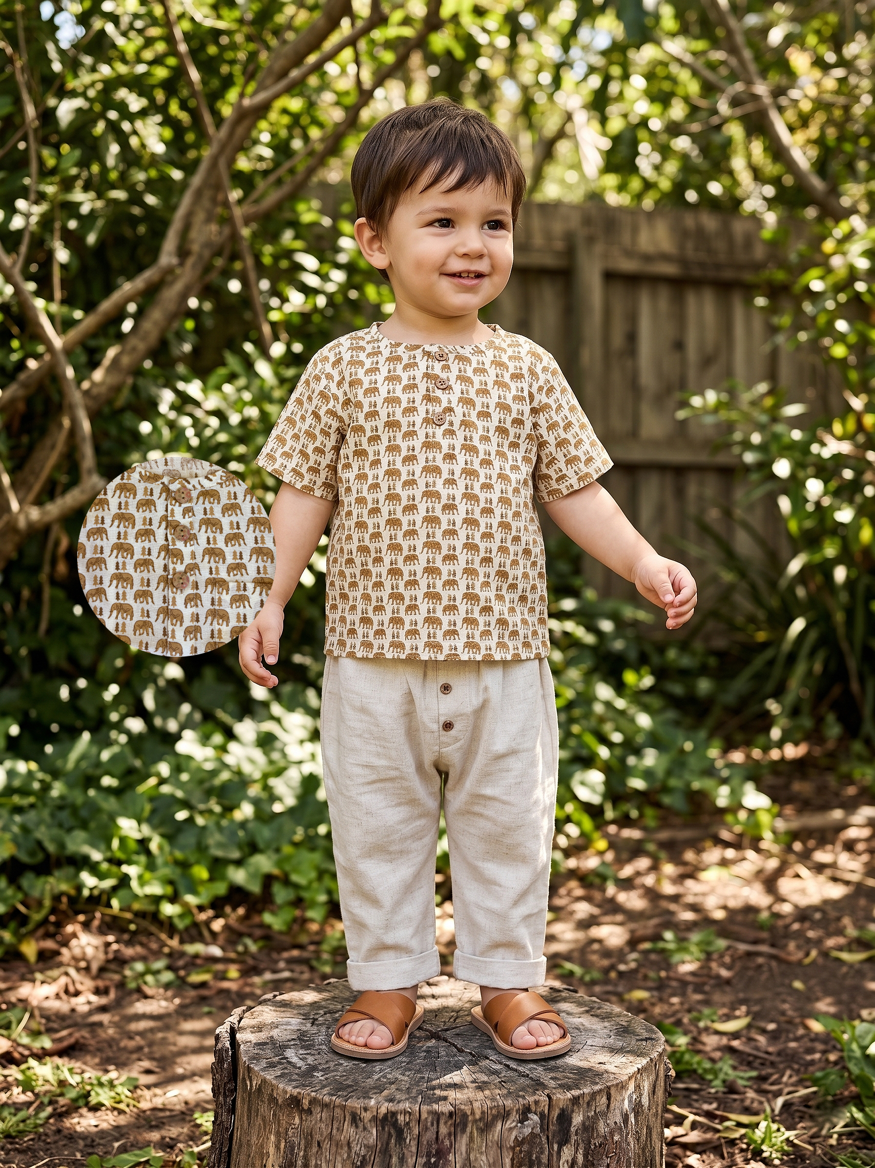 Camel Trail Classic Co-ord Set (Printed Top & Cotton Pants)