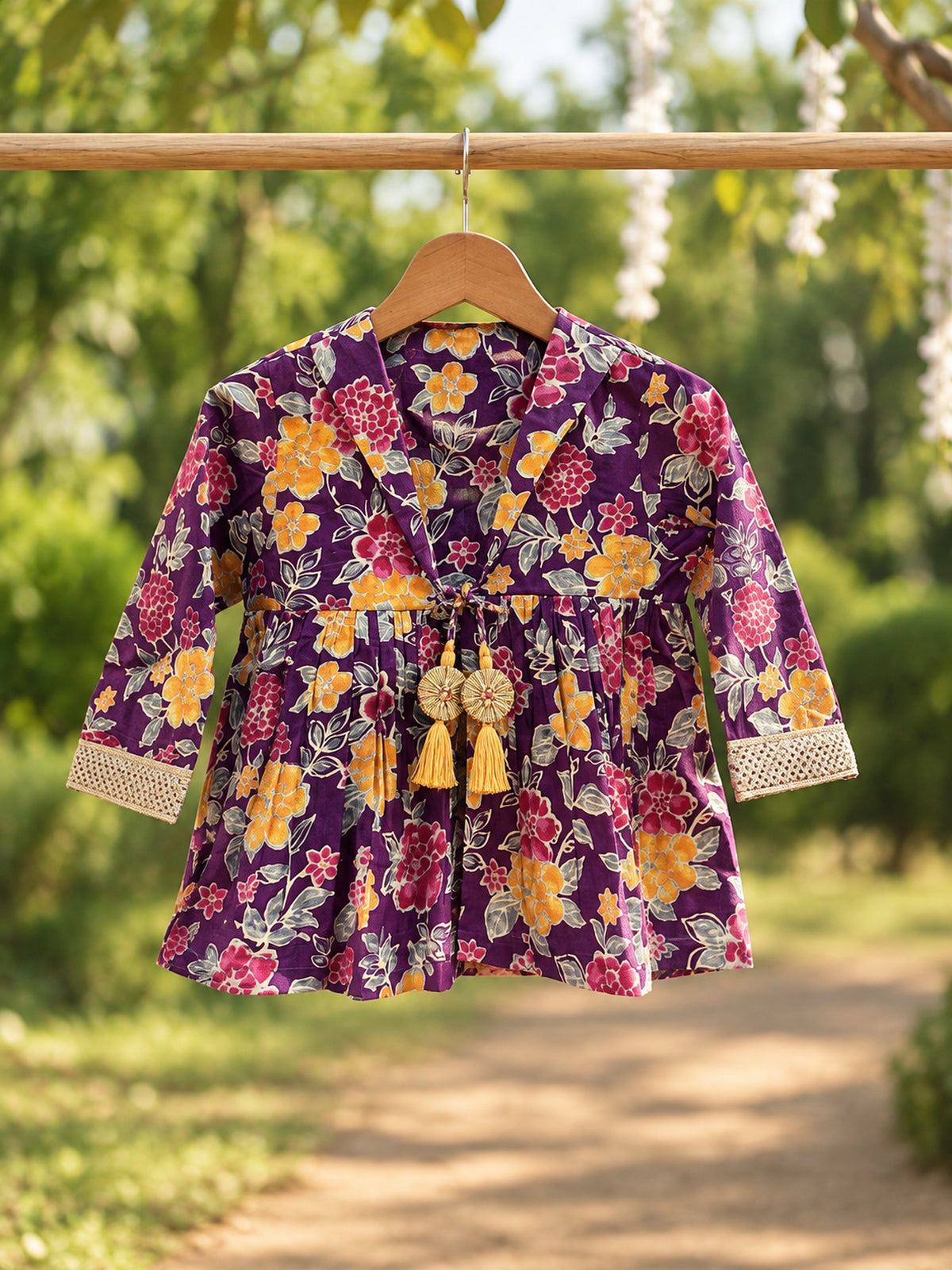Purple Petal Royale 3-Piece Ethnic Set