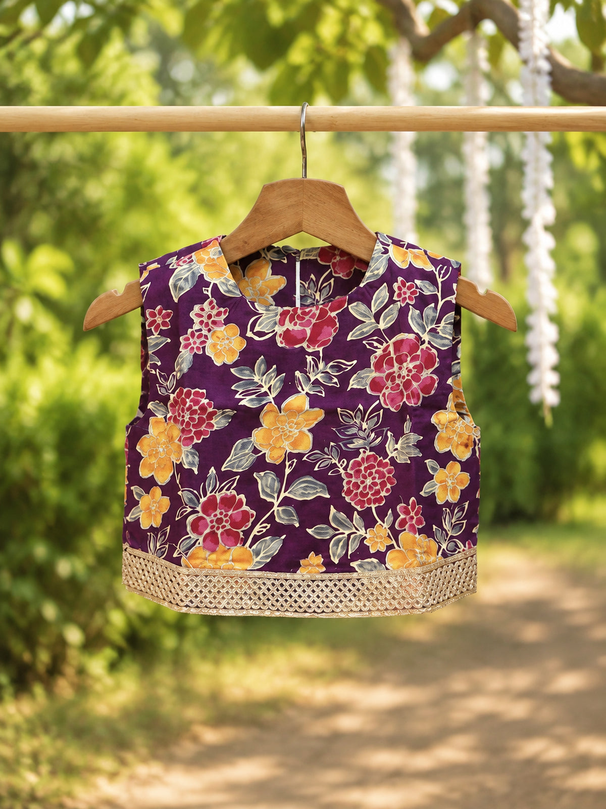 Purple Petal Royale 3-Piece Ethnic Set