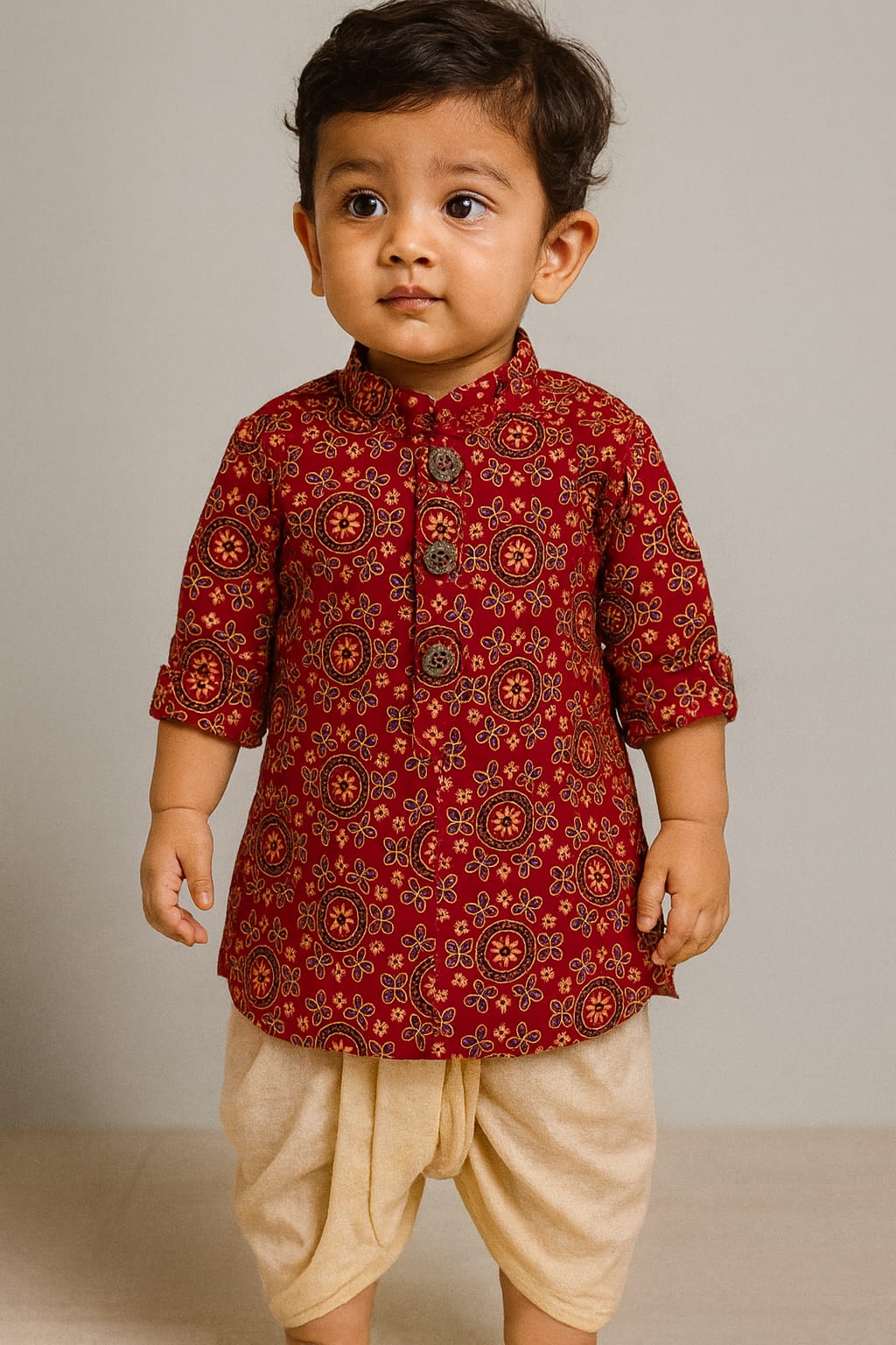 Crimson Charm Kurta Dhoti Set