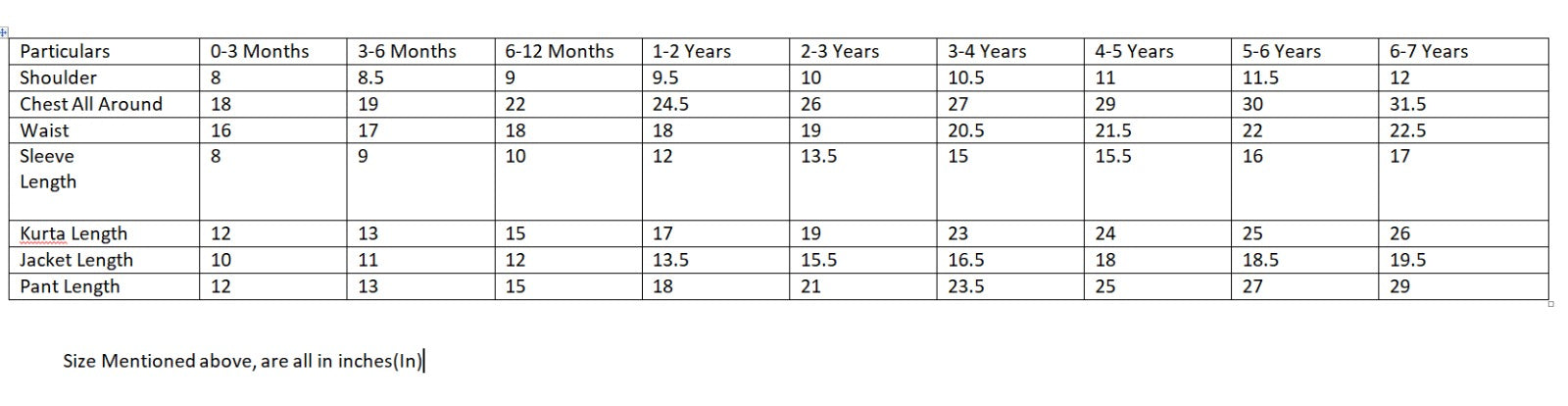 Size Chart
