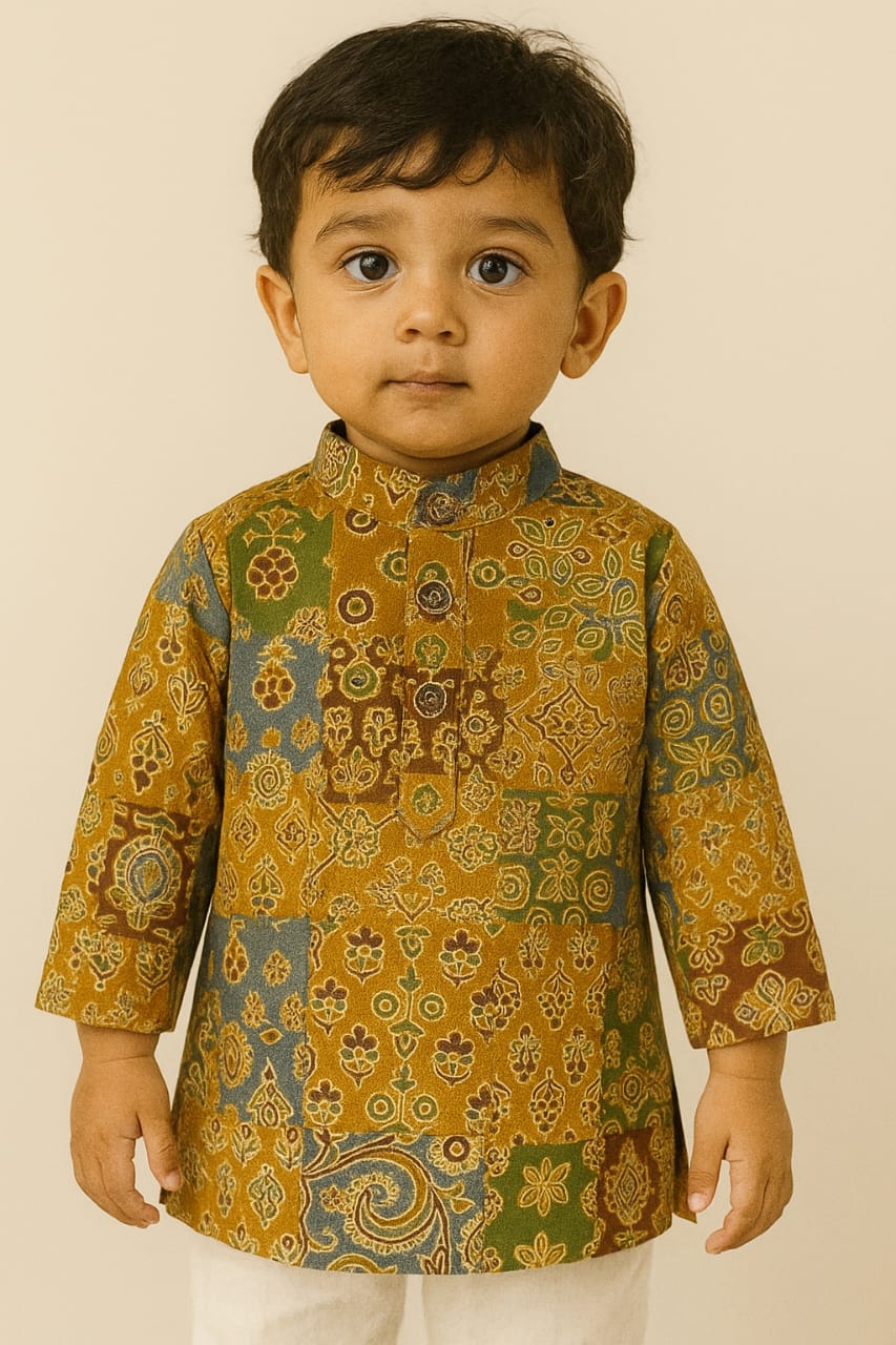 Golden Patch Kurta Dhoti Set