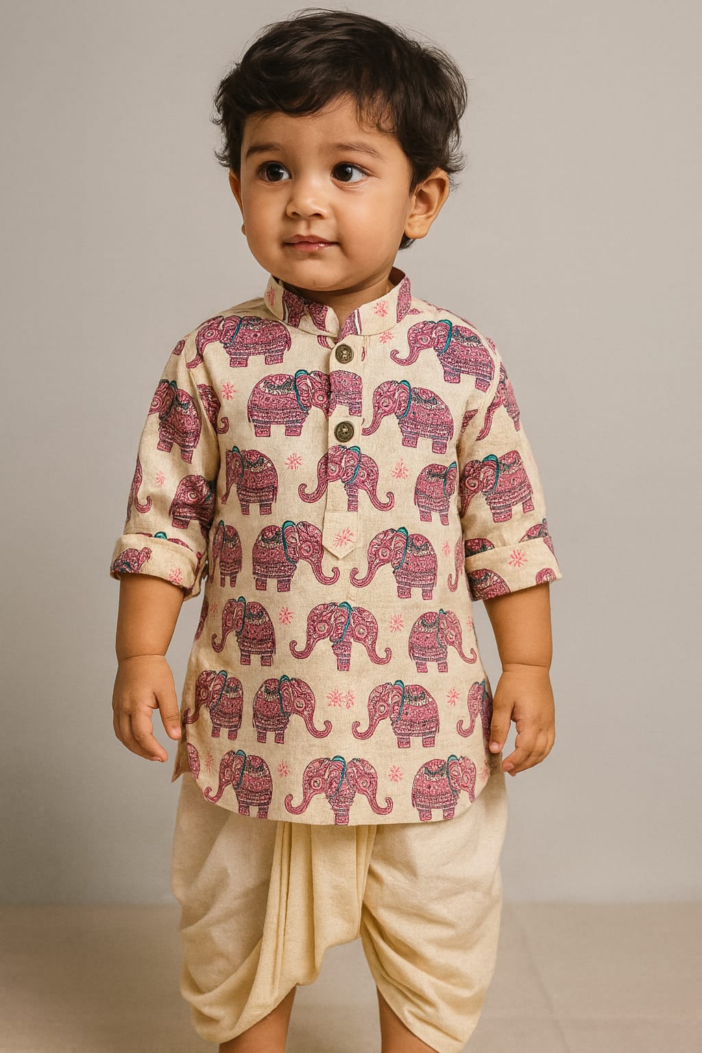 Royal Elephant Print dhoti Set