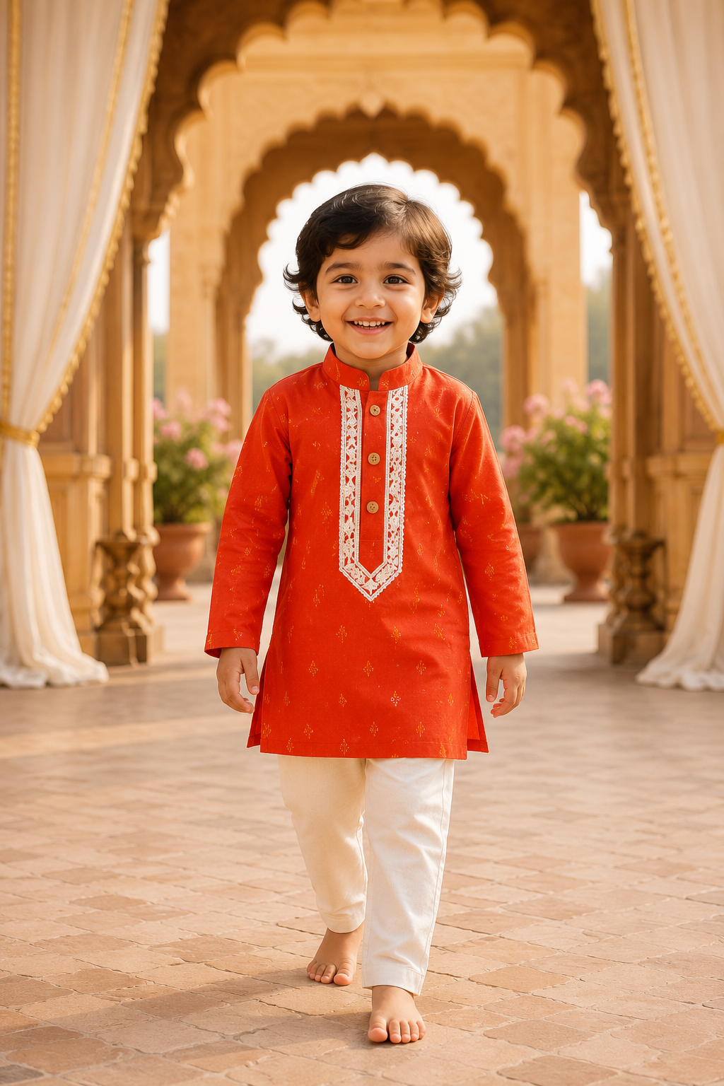 Sunset Arrow Cotton Kurta Pant Set
