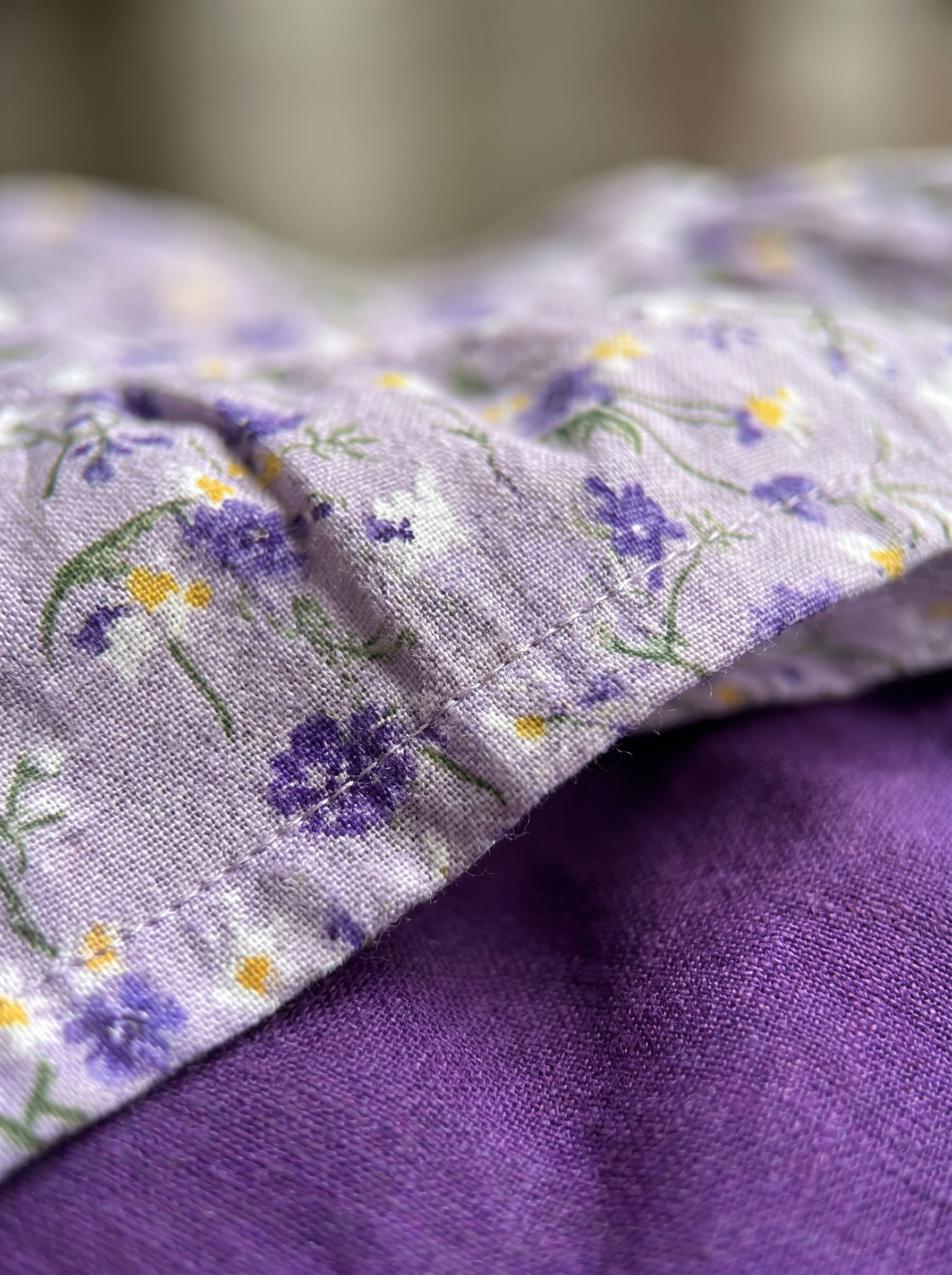 Lavender Floral Tie-Up Top & Purple Ruffle Hem Pants Set for Girls