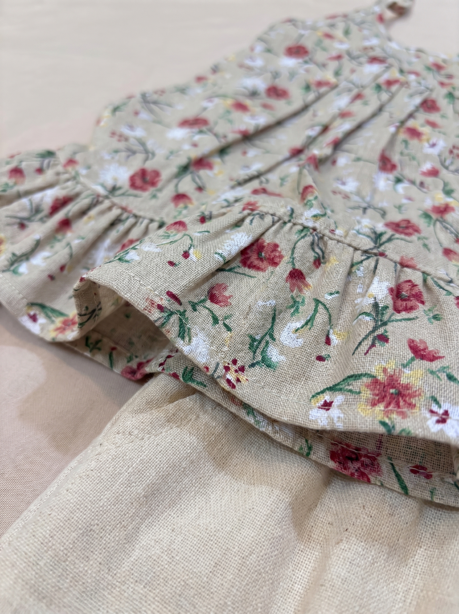 Floral Strappy Peplum Top & Ruffle Hem Pants Set for Girls